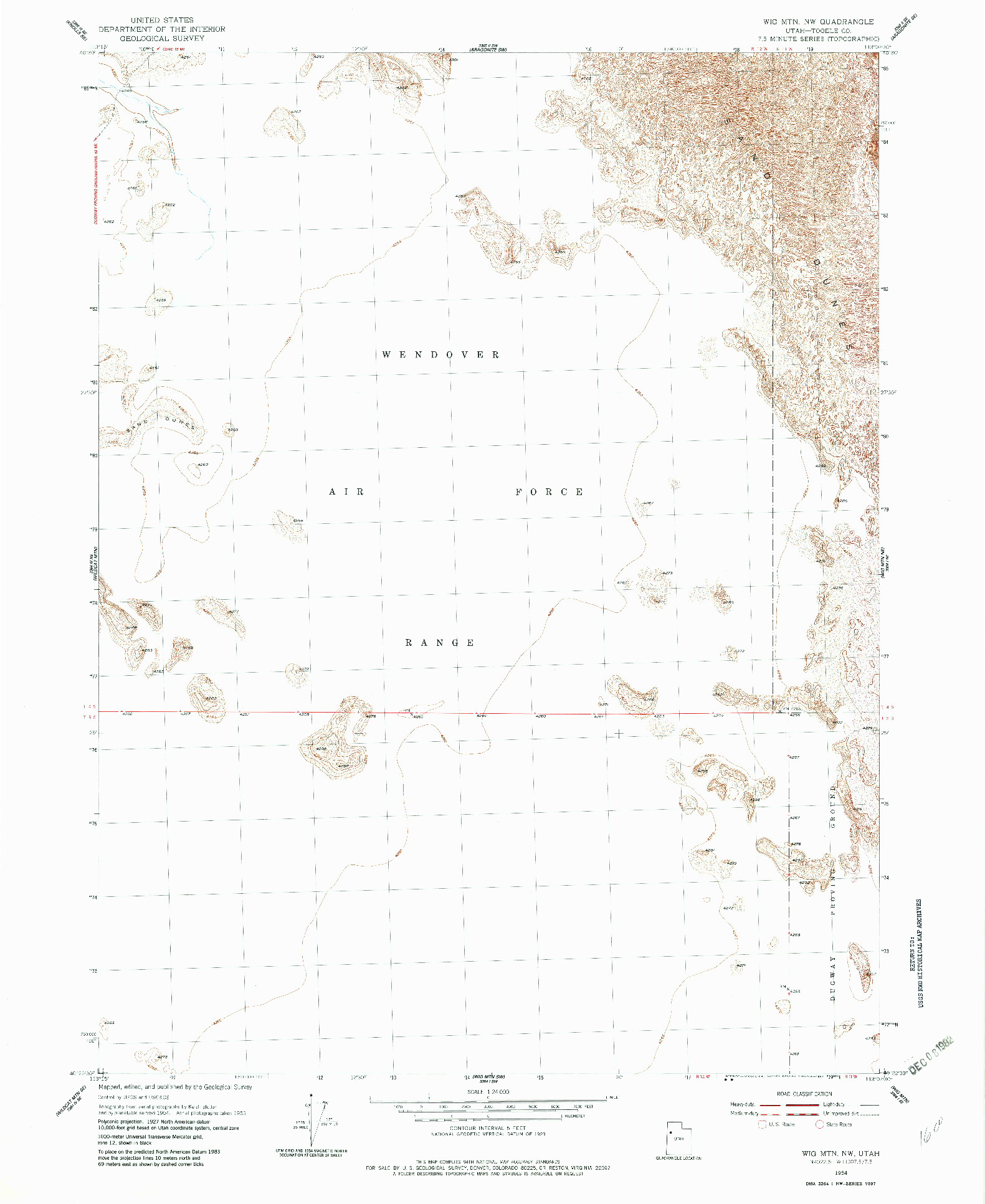 USGS 1:24000-SCALE QUADRANGLE FOR WIG MTN NW, UT 1954