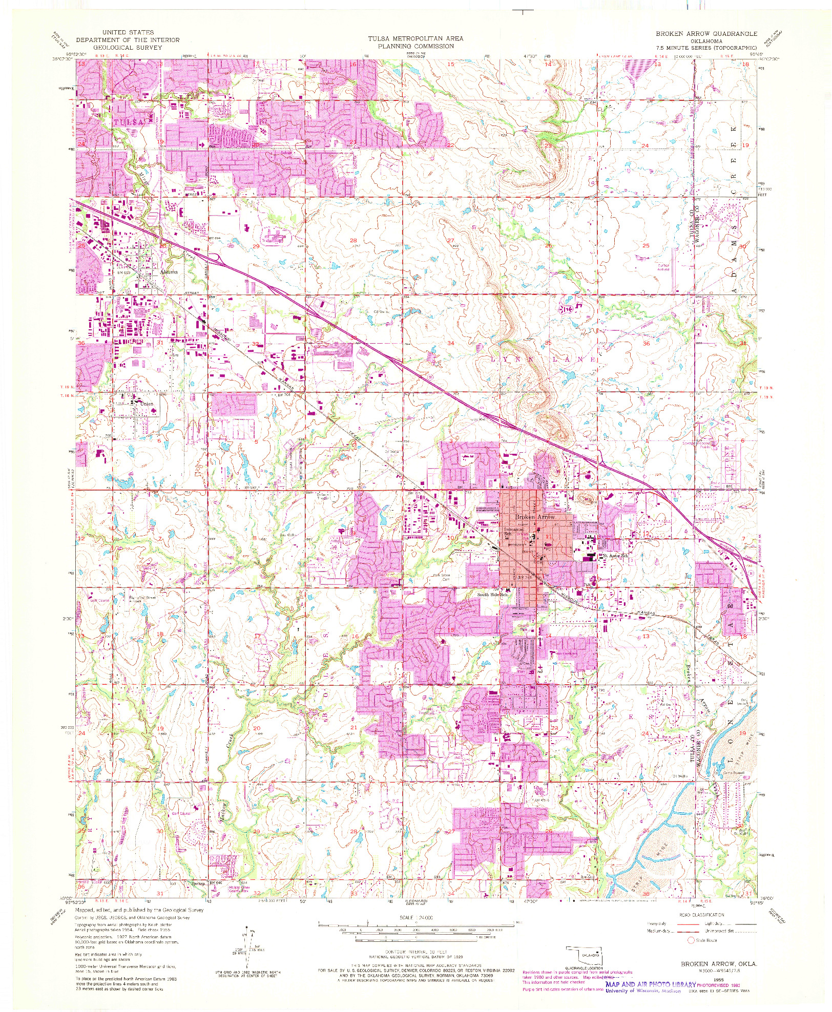 USGS 1:24000-SCALE QUADRANGLE FOR BROKEN ARROW, OK 1955