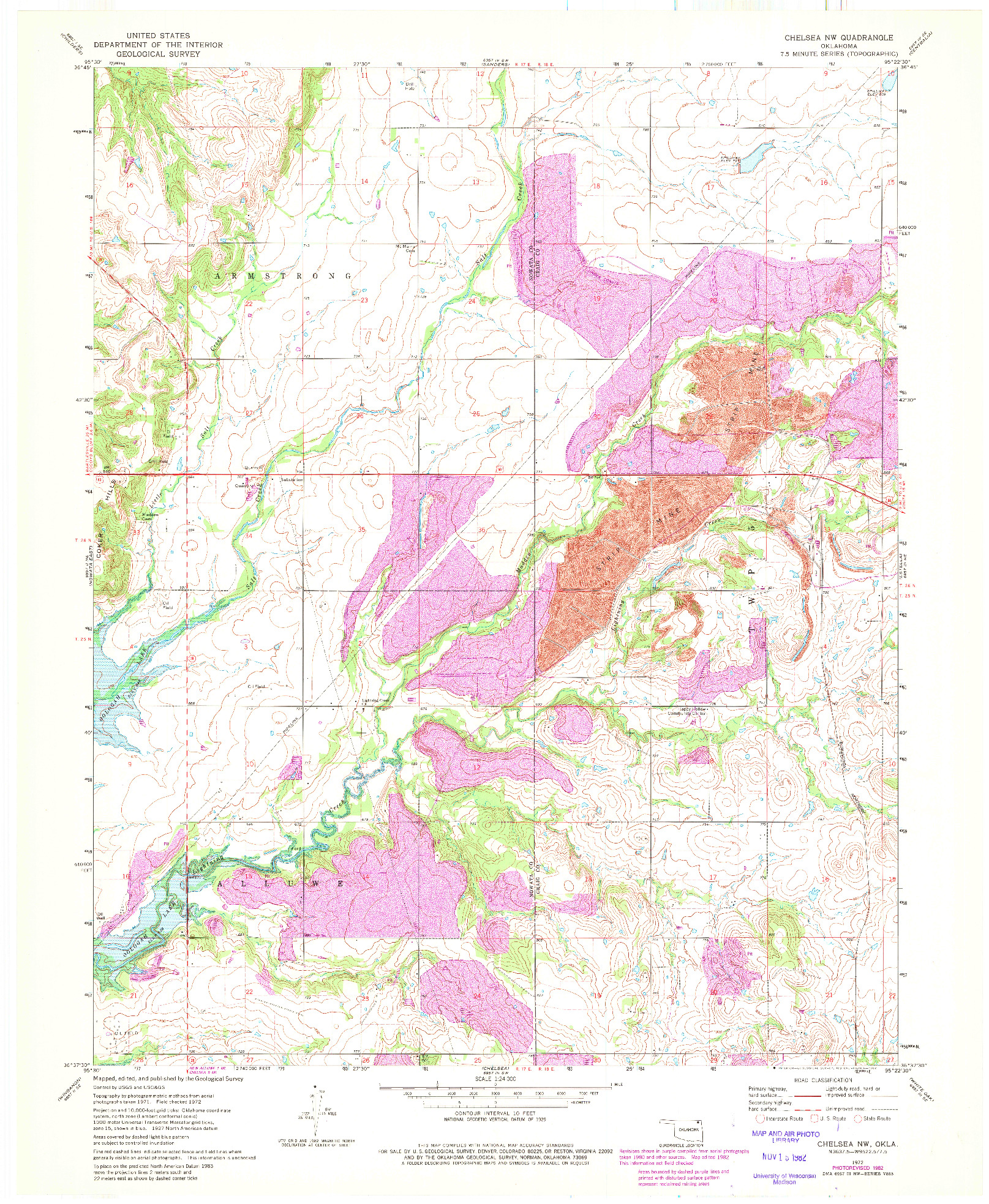 USGS 1:24000-SCALE QUADRANGLE FOR CHELSEA NW, OK 1972