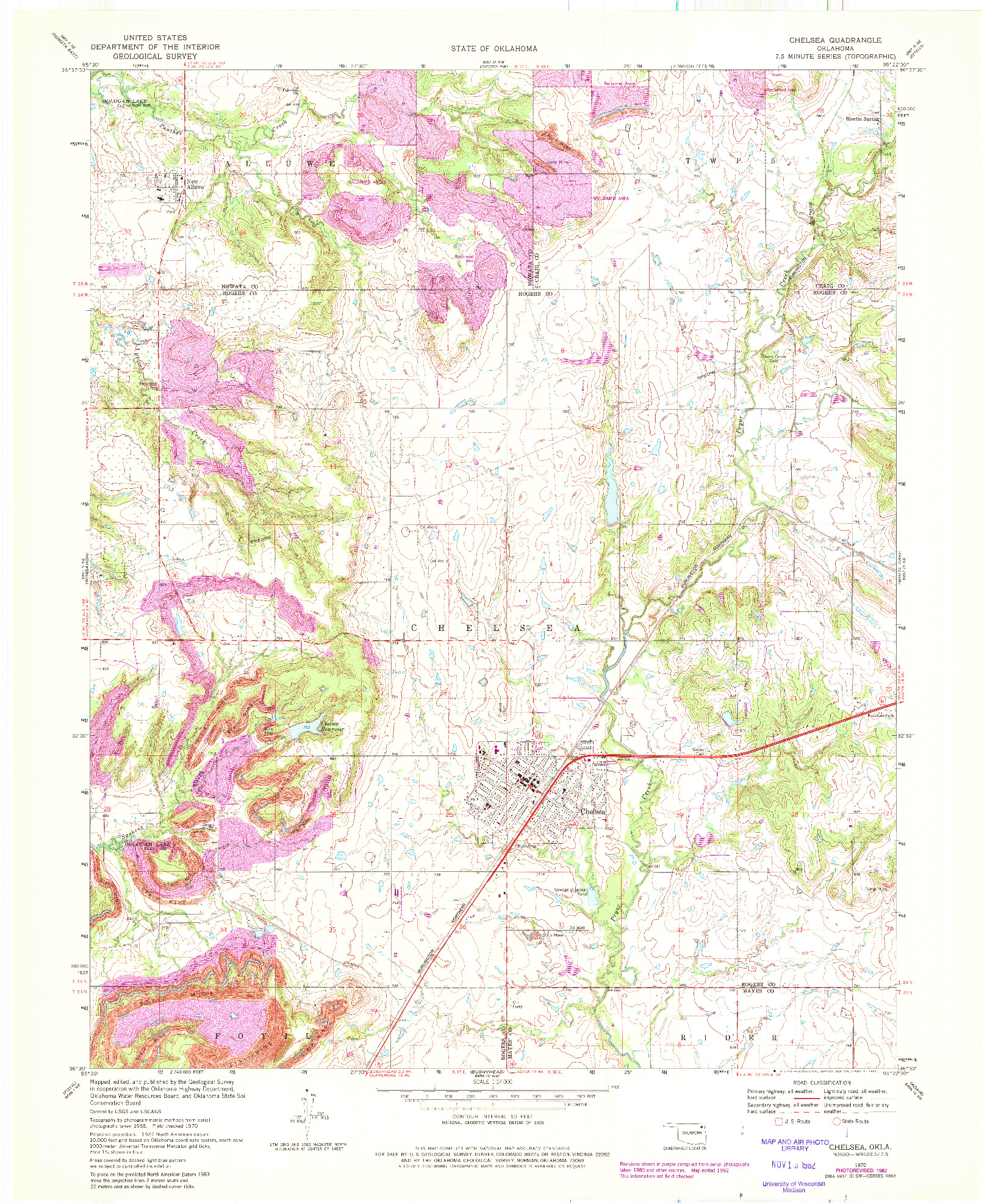 USGS 1:24000-SCALE QUADRANGLE FOR CHELSEA, OK 1970