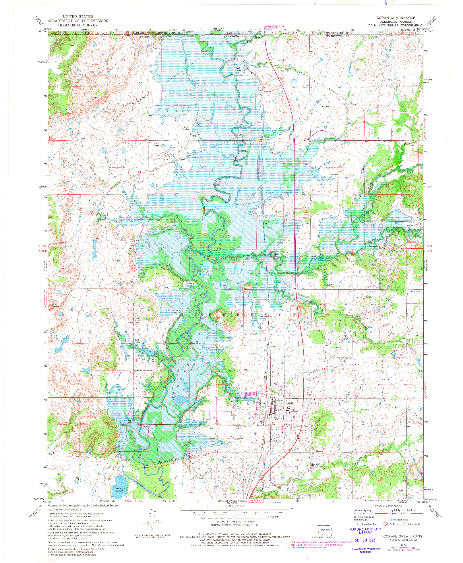 USGS 1:24000-SCALE QUADRANGLE FOR COPAN, OK 1972