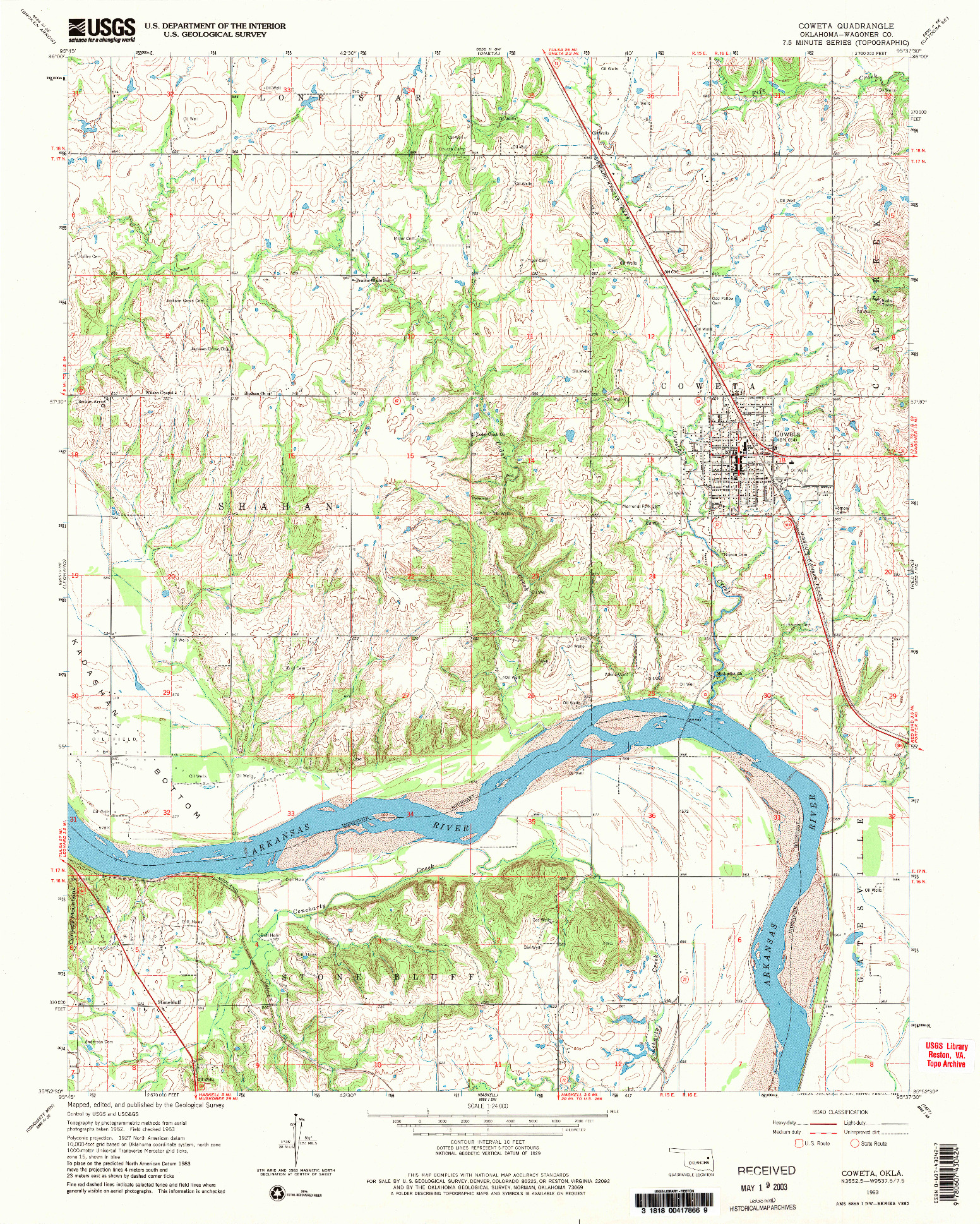 USGS 1:24000-SCALE QUADRANGLE FOR COWETA, OK 1963