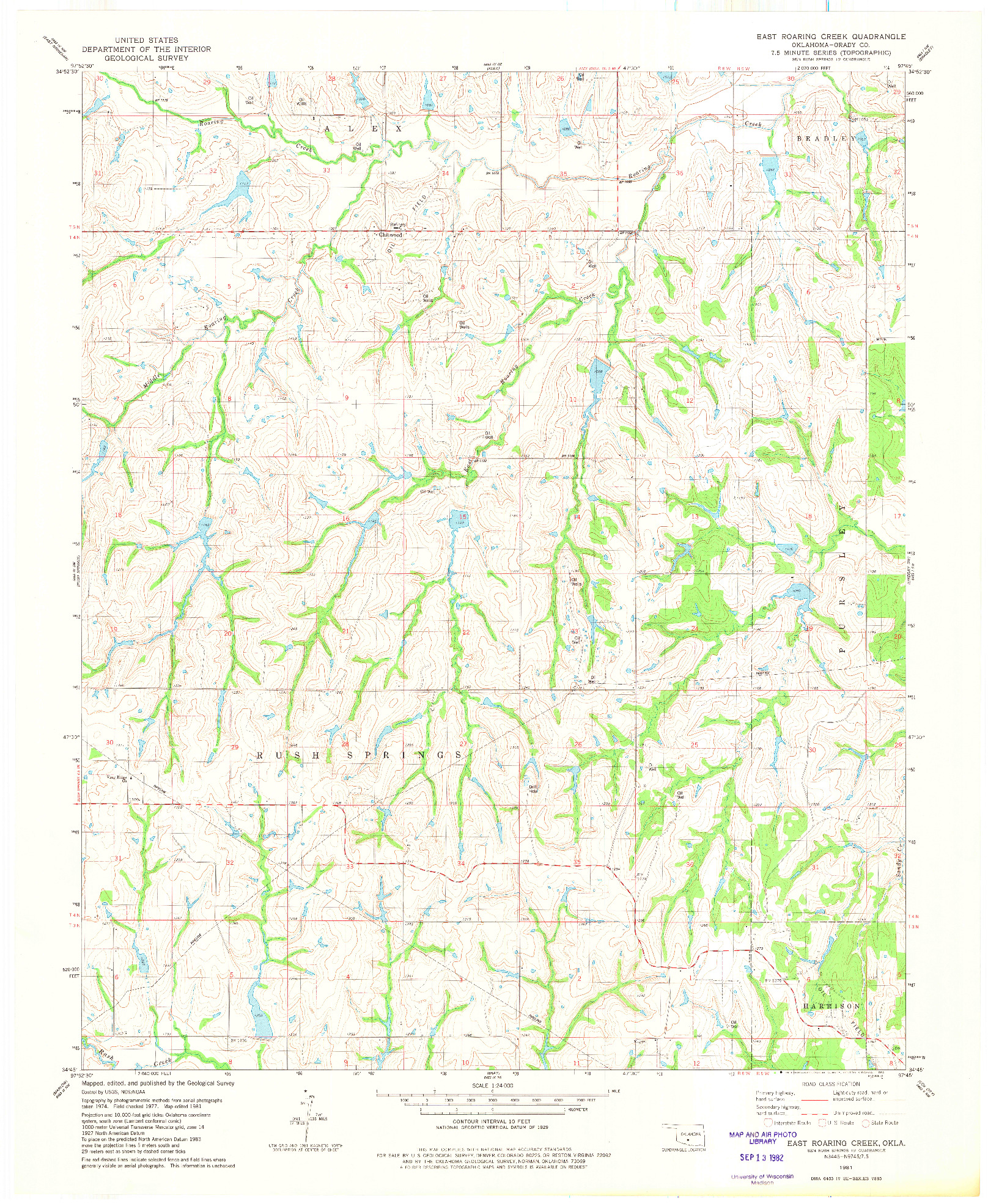 USGS 1:24000-SCALE QUADRANGLE FOR EAST ROARING CREEK, OK 1981