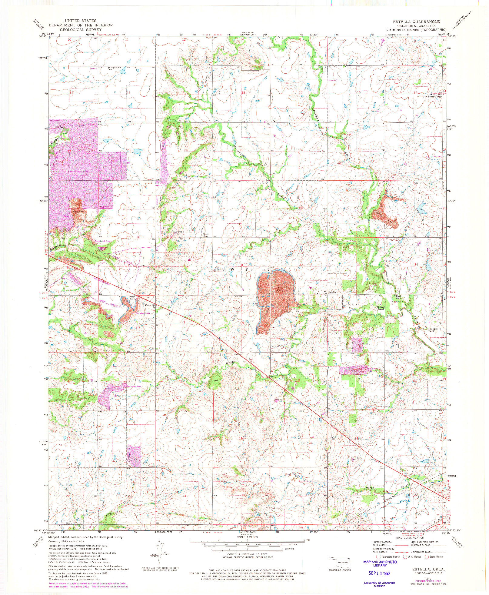 USGS 1:24000-SCALE QUADRANGLE FOR ESTELLA, OK 1972
