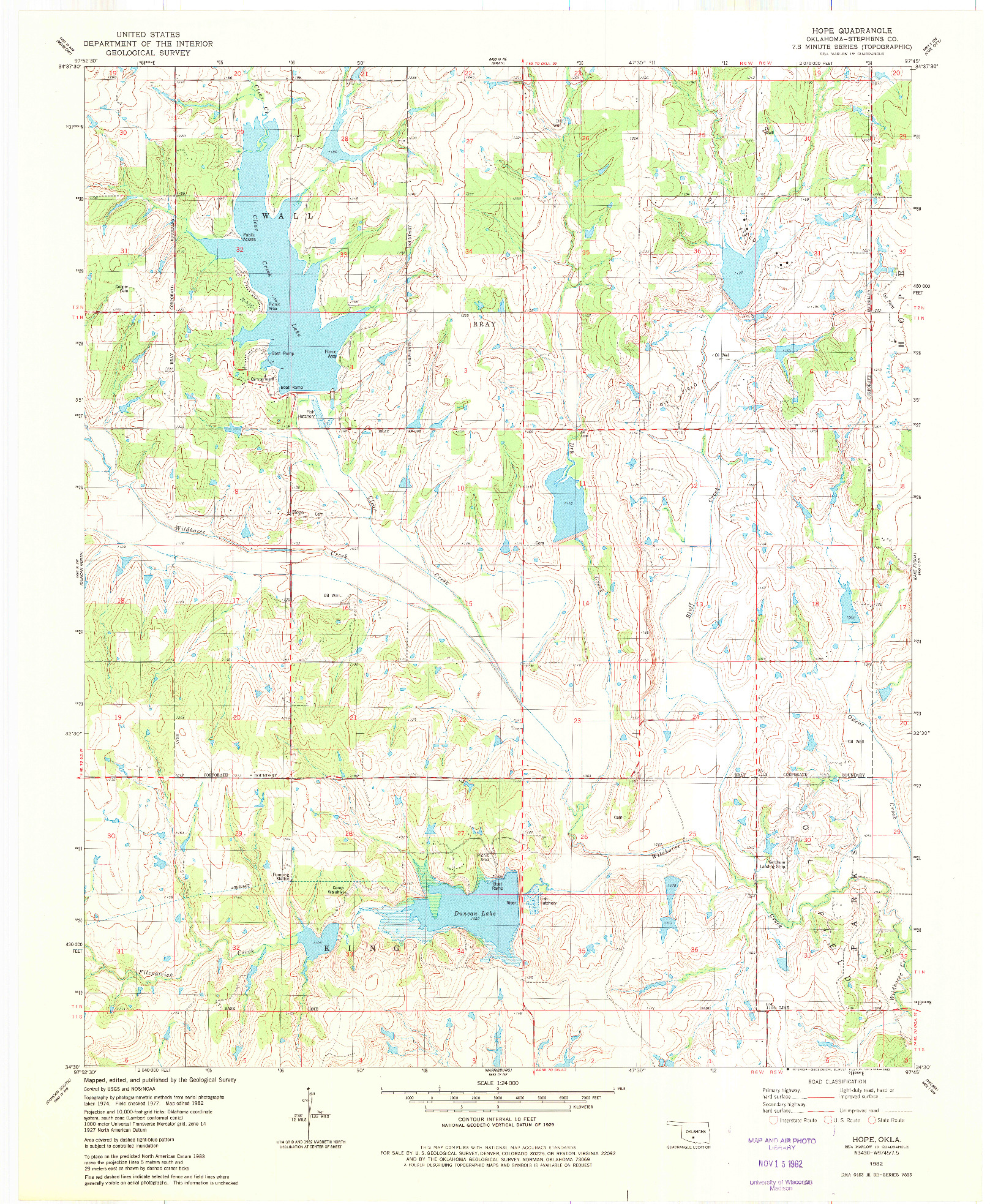 USGS 1:24000-SCALE QUADRANGLE FOR HOPE, OK 1982