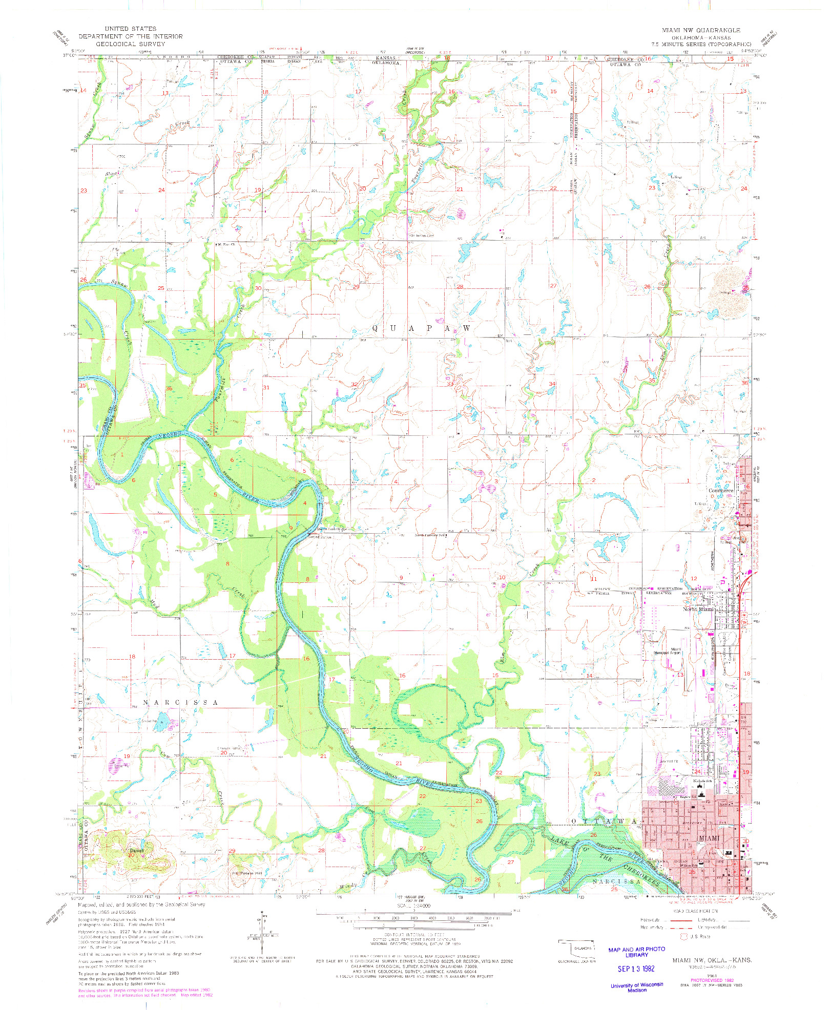 USGS 1:24000-SCALE QUADRANGLE FOR MIAMI NW, OK 1961