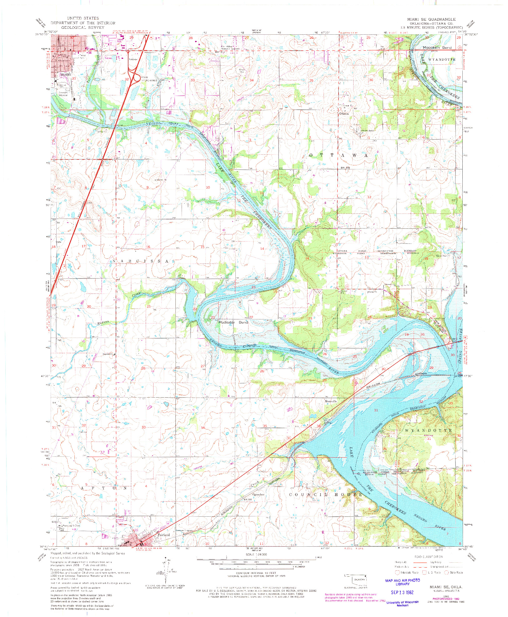 USGS 1:24000-SCALE QUADRANGLE FOR MIAMI SE, OK 1961