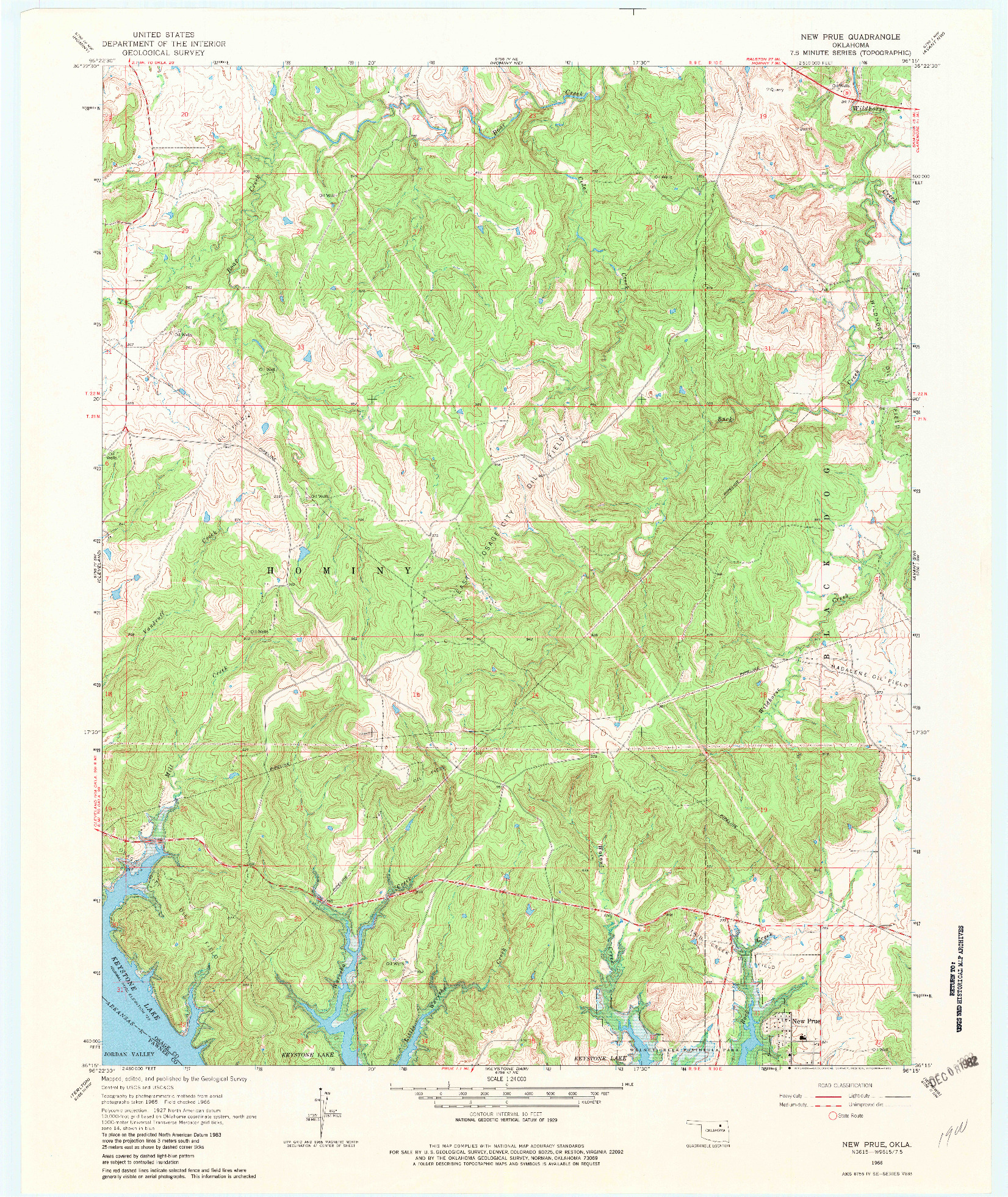 USGS 1:24000-SCALE QUADRANGLE FOR NEW PRUE, OK 1966