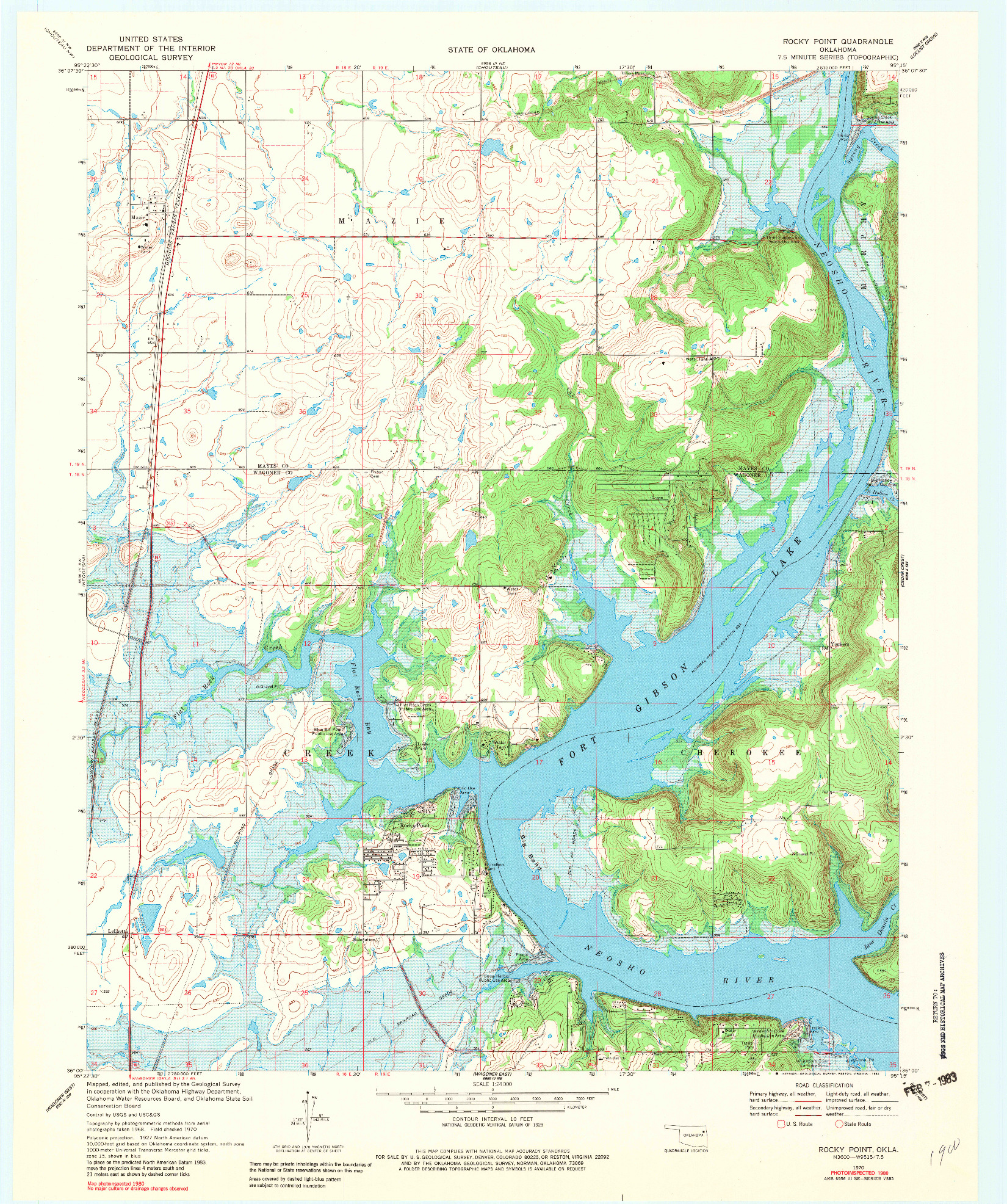 USGS 1:24000-SCALE QUADRANGLE FOR ROCKY POINT, OK 1970