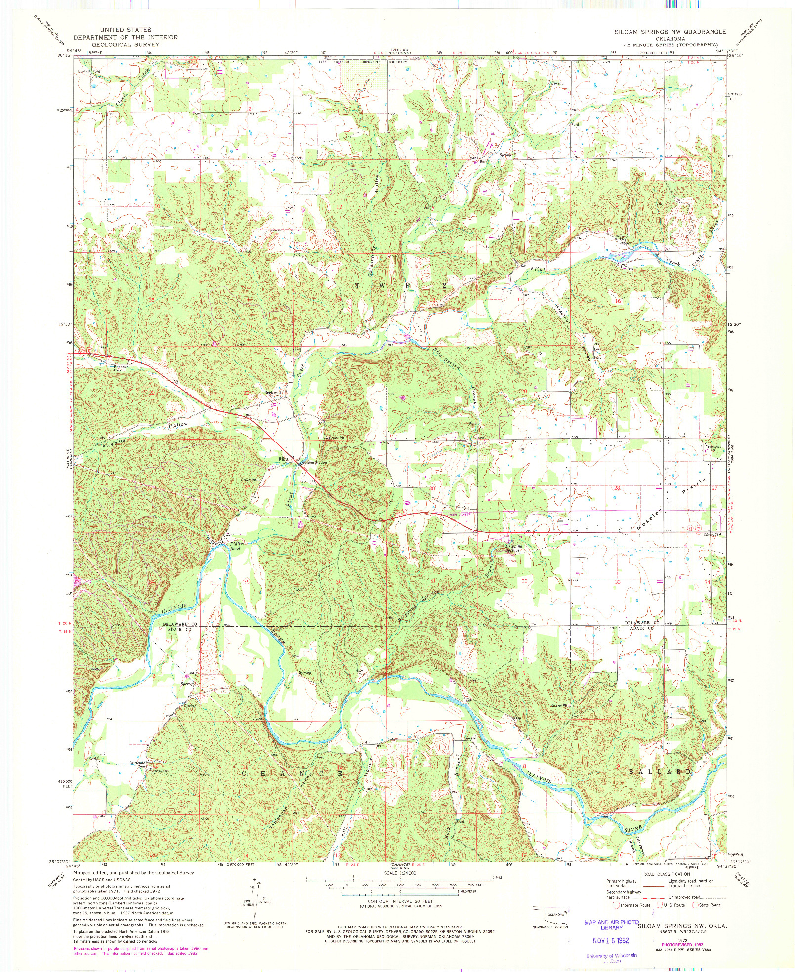 USGS 1:24000-SCALE QUADRANGLE FOR SILOAM SPRINGS NW, OK 1972
