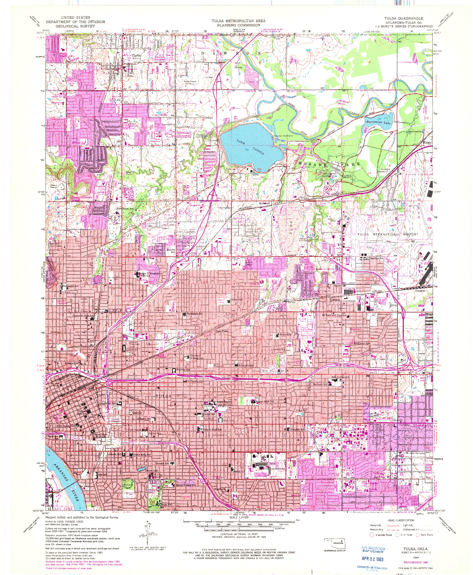 USGS 1:24000-SCALE QUADRANGLE FOR TULSA, OK 1954