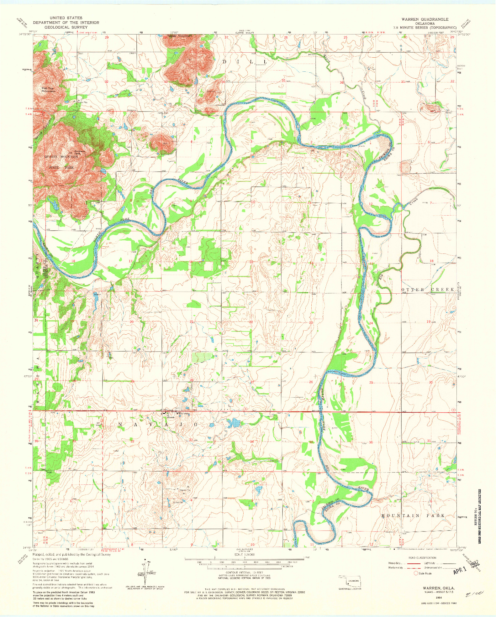 USGS 1:24000-SCALE QUADRANGLE FOR WARREN, OK 1964