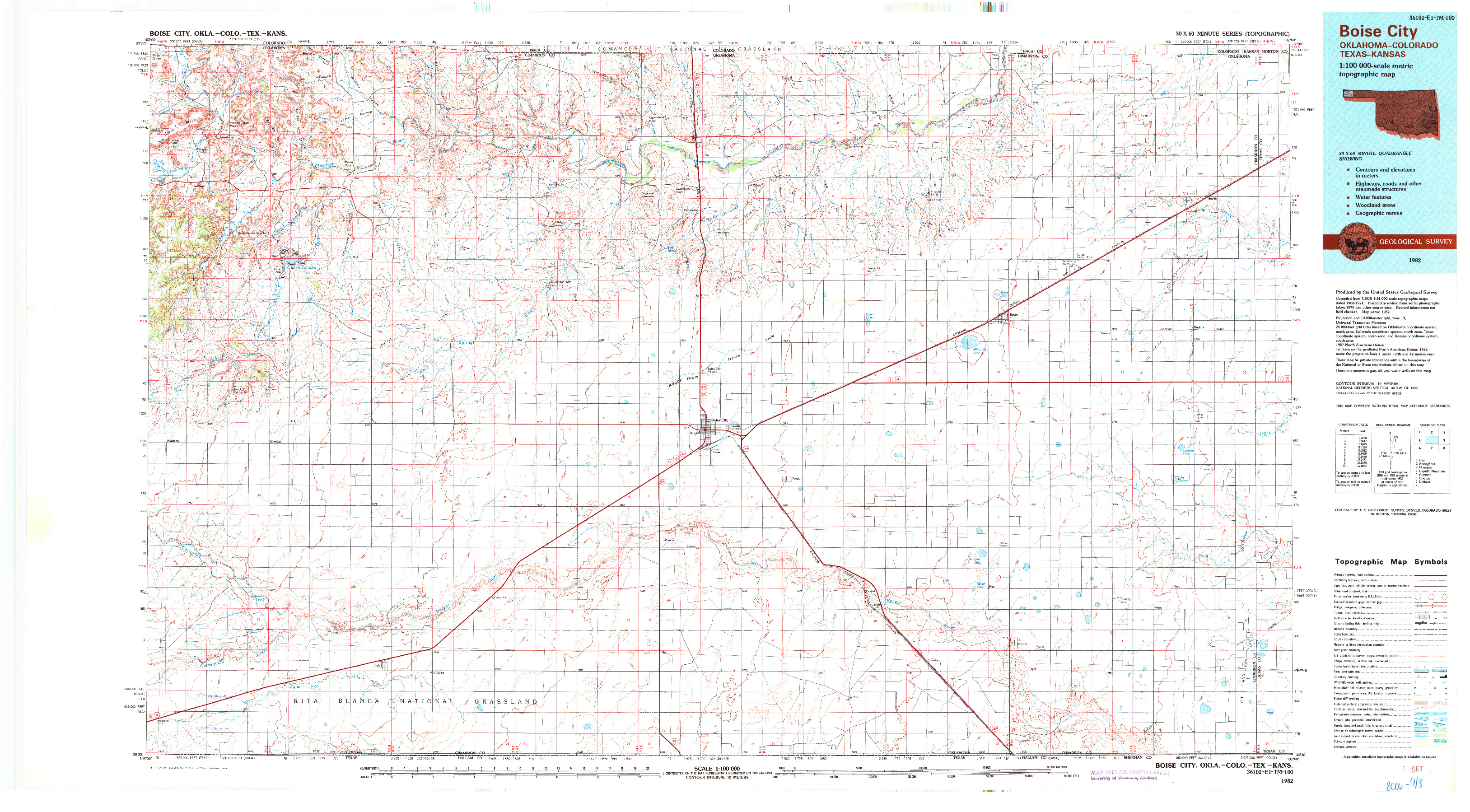 USGS 1:100000-SCALE QUADRANGLE FOR BOISE CITY, OK 1982