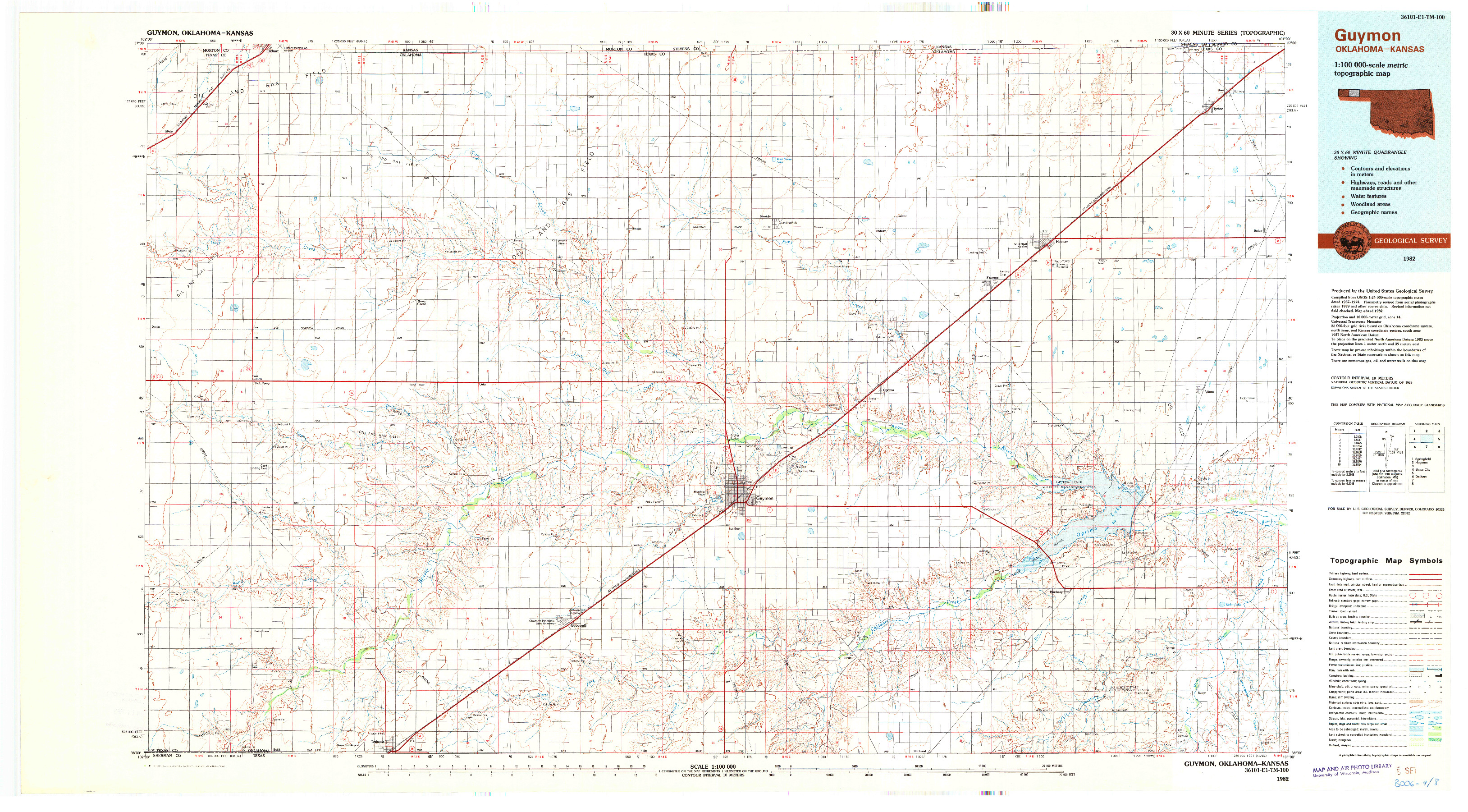 USGS 1:100000-SCALE QUADRANGLE FOR GUYMON, OK 1982