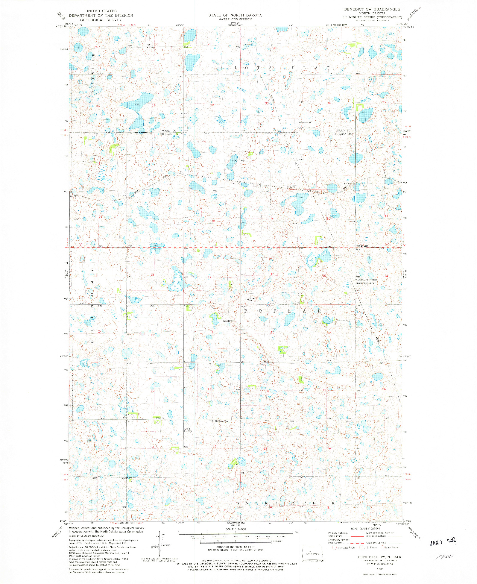 USGS 1:24000-SCALE QUADRANGLE FOR BENEDICT SW, ND 1981