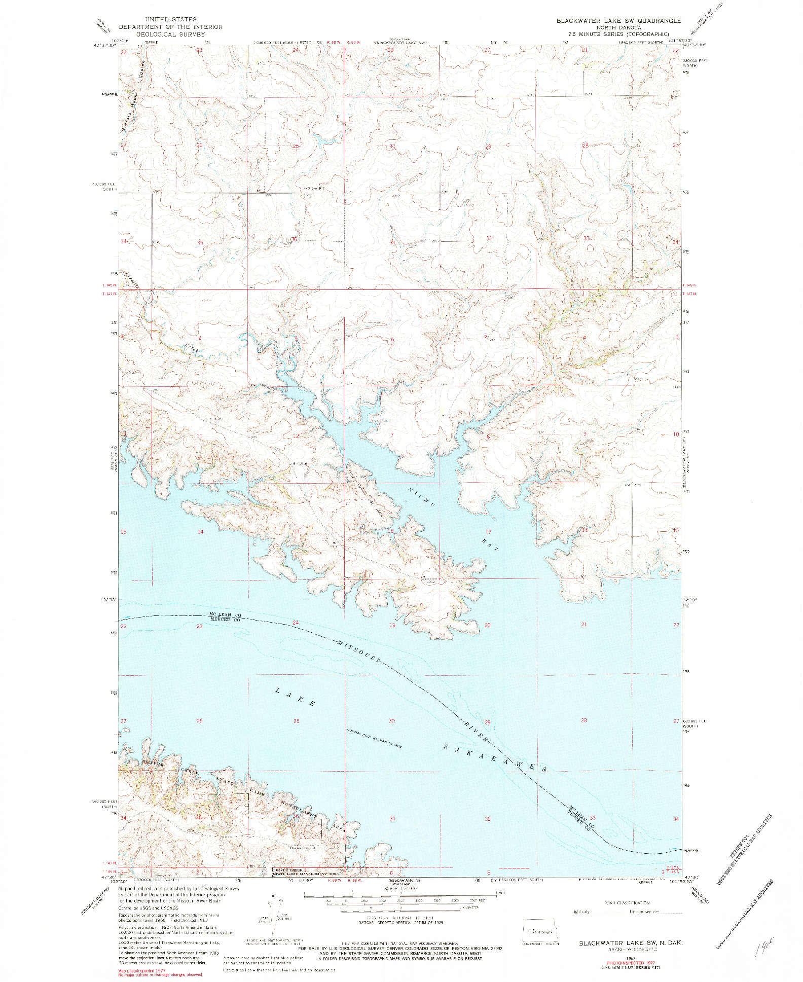 USGS 1:24000-SCALE QUADRANGLE FOR BLACKWATER LAKE SW, ND 1967