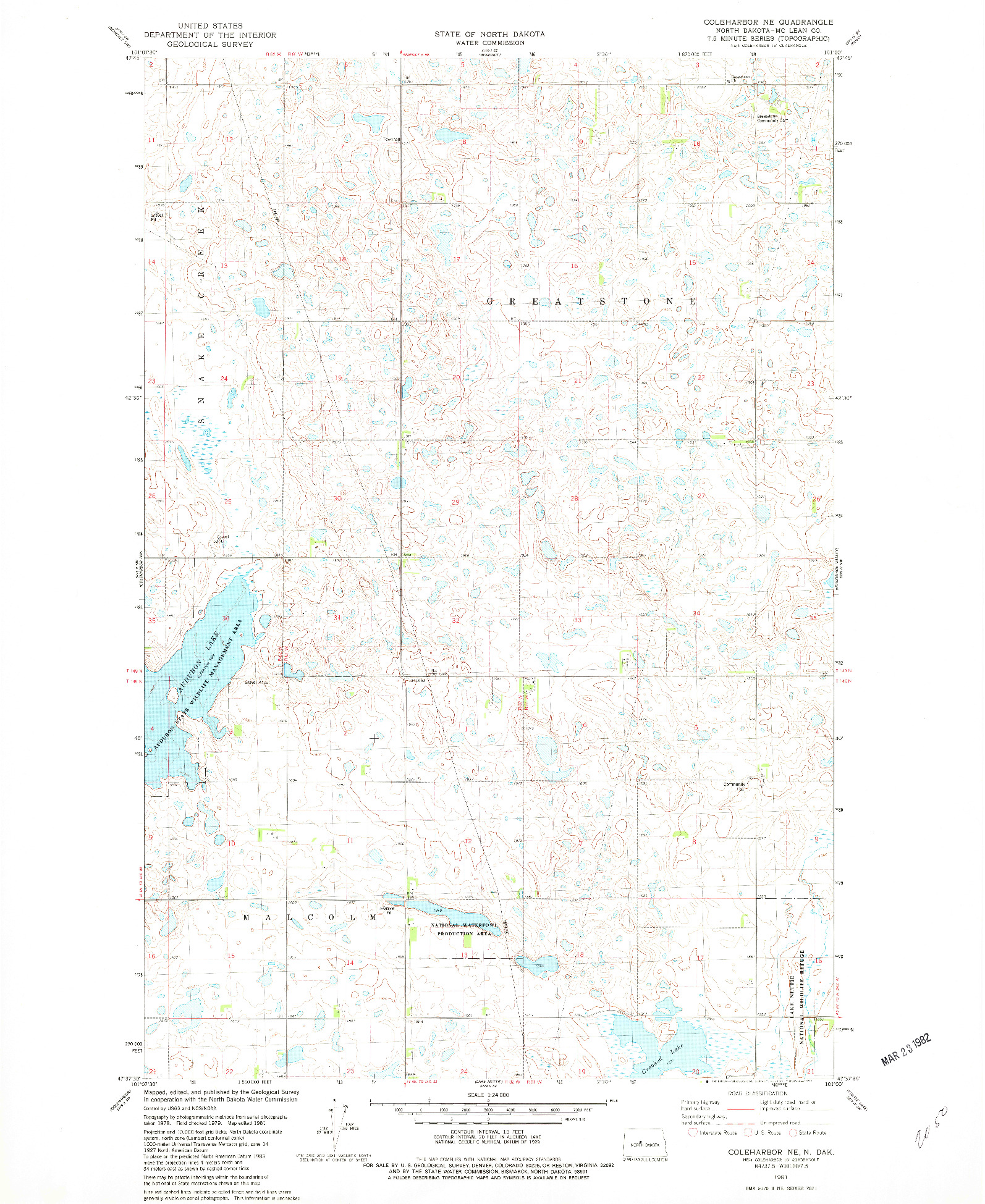 USGS 1:24000-SCALE QUADRANGLE FOR COLEHARBOR NE, ND 1981