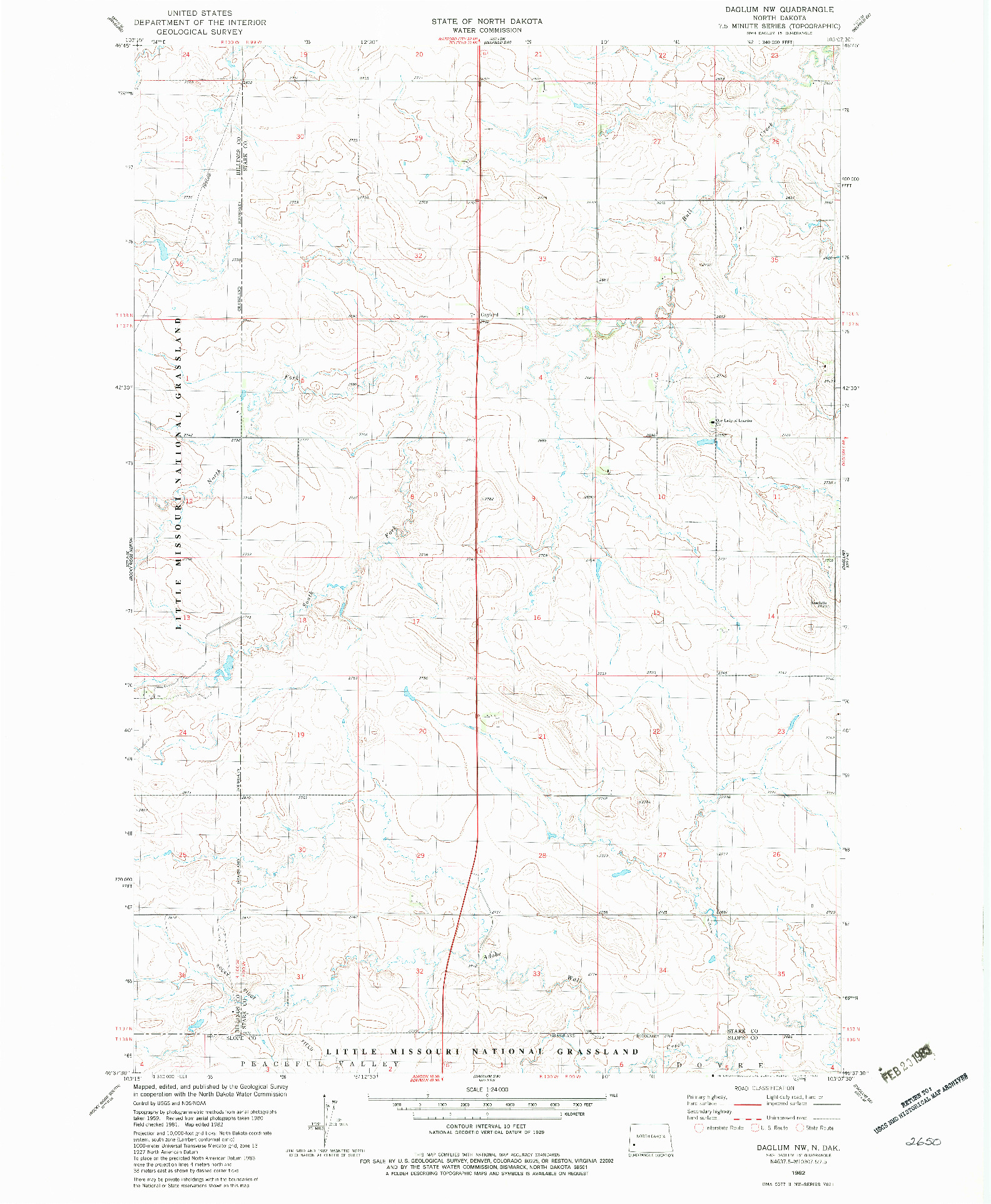 USGS 1:24000-SCALE QUADRANGLE FOR DAGLUM NW, ND 1982