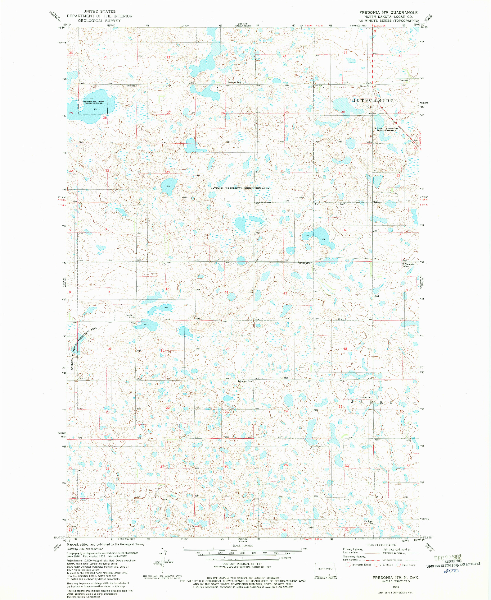 USGS 1:24000-SCALE QUADRANGLE FOR FREDONIA NW, ND 1982