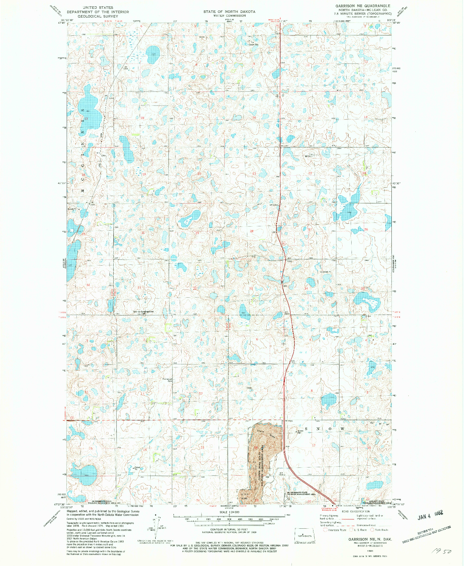USGS 1:24000-SCALE QUADRANGLE FOR GARRISON NE, ND 1981