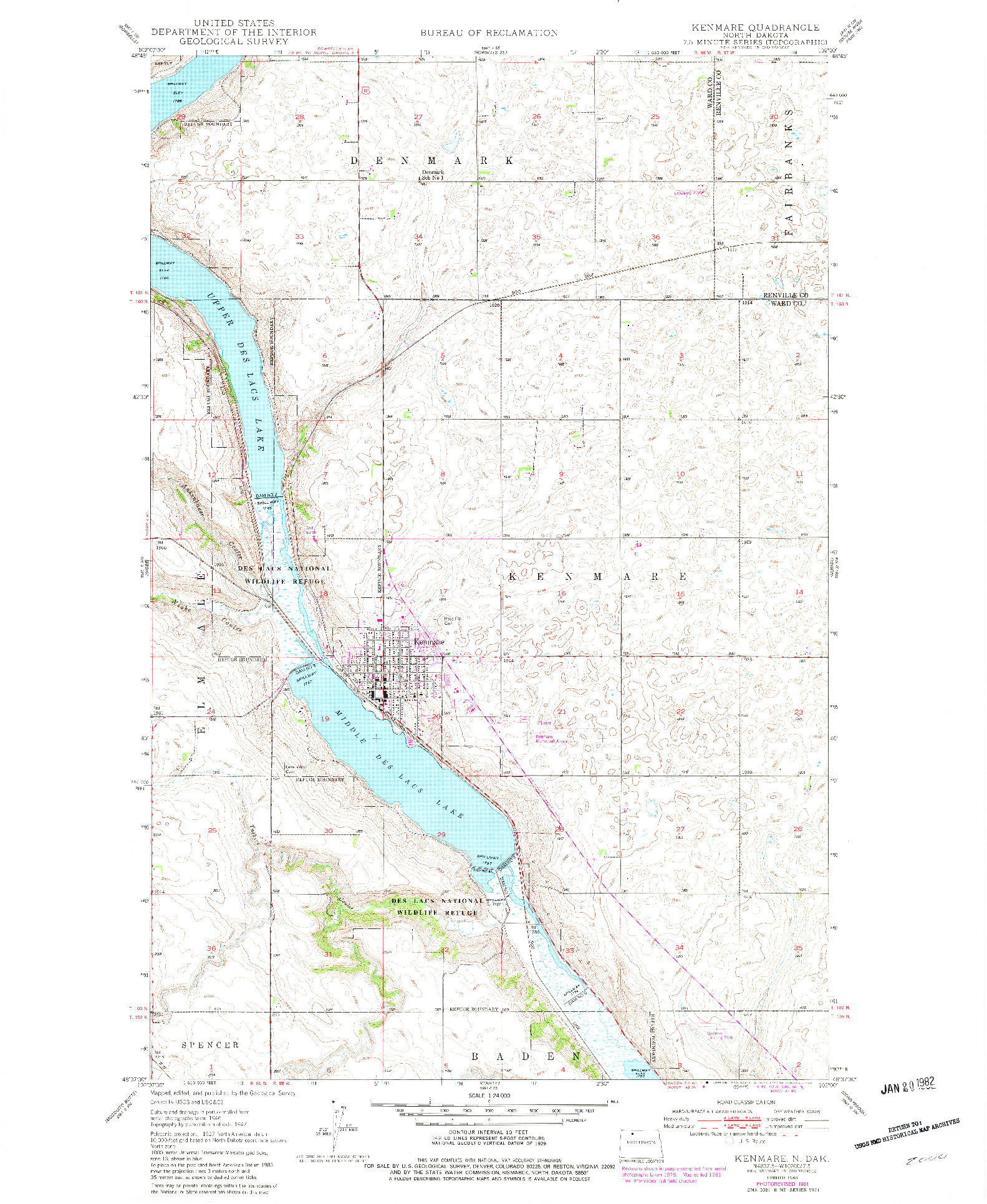 USGS 1:24000-SCALE QUADRANGLE FOR KENMARE, ND 1948