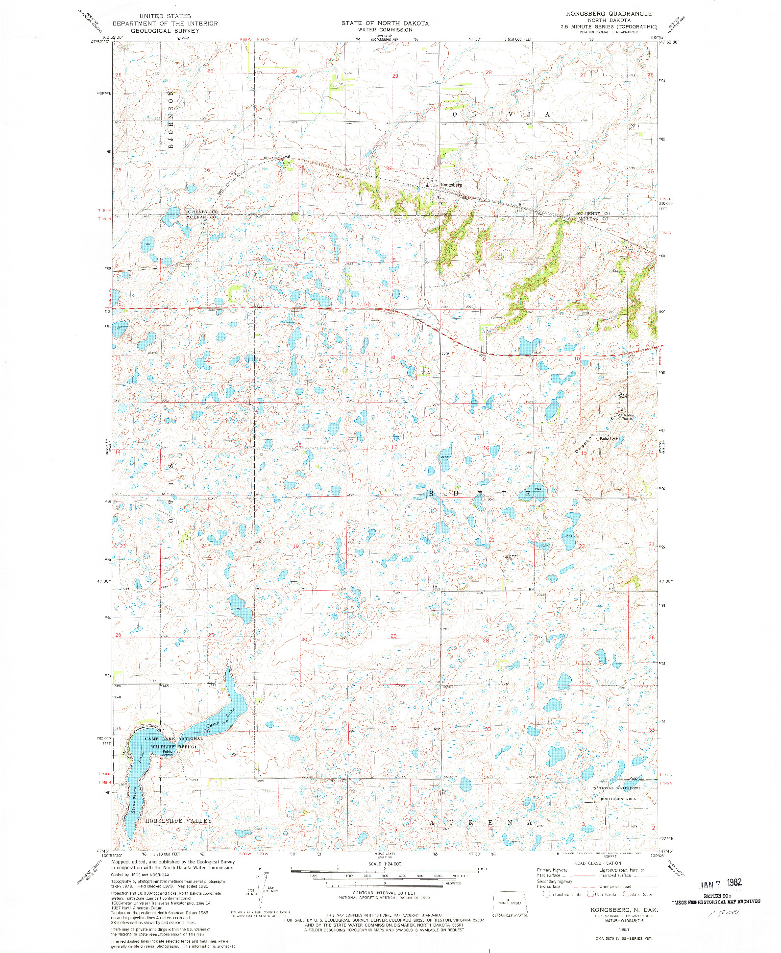 USGS 1:24000-SCALE QUADRANGLE FOR KONGSBERG, ND 1981