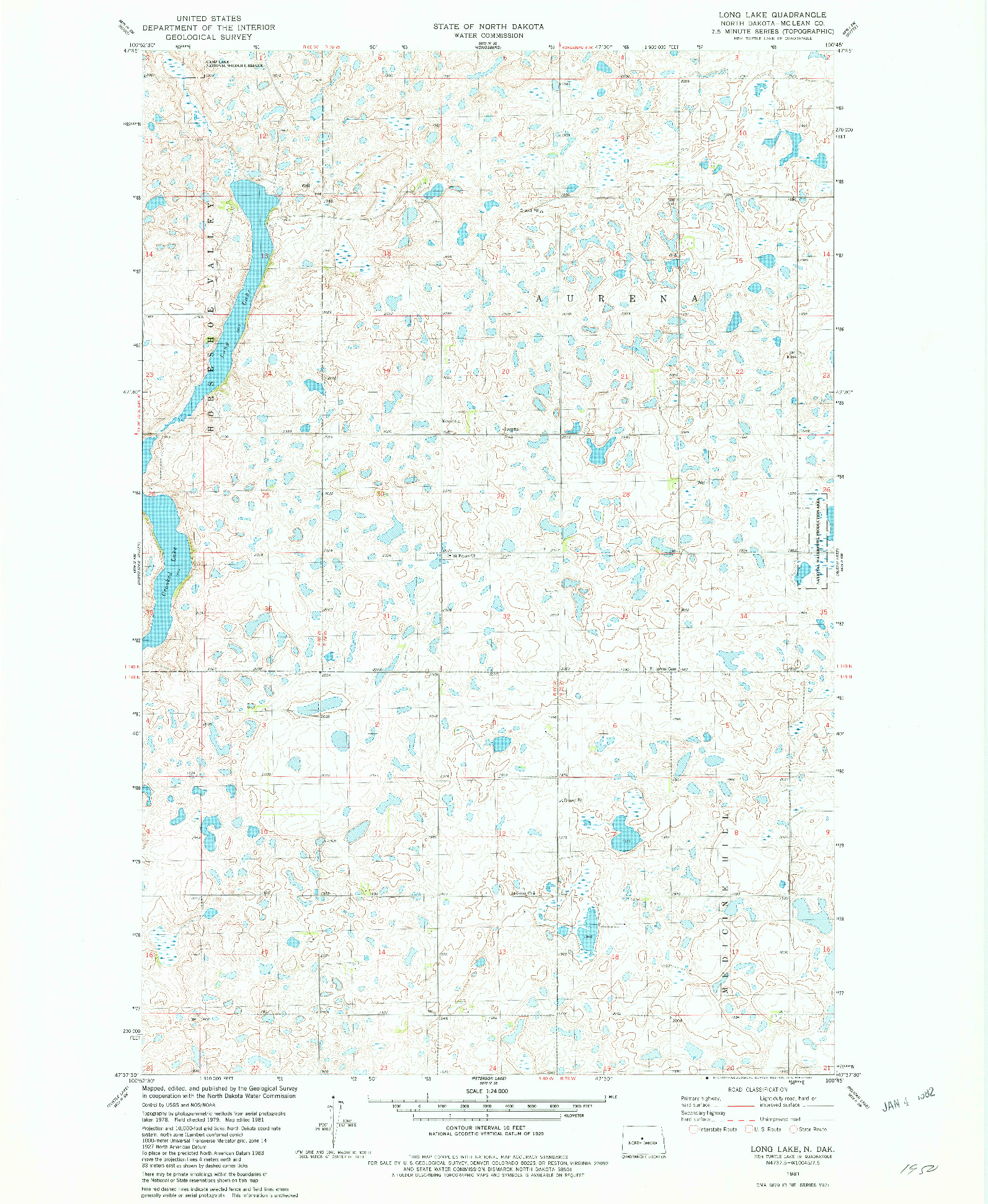 USGS 1:24000-SCALE QUADRANGLE FOR LONG LAKE, ND 1981