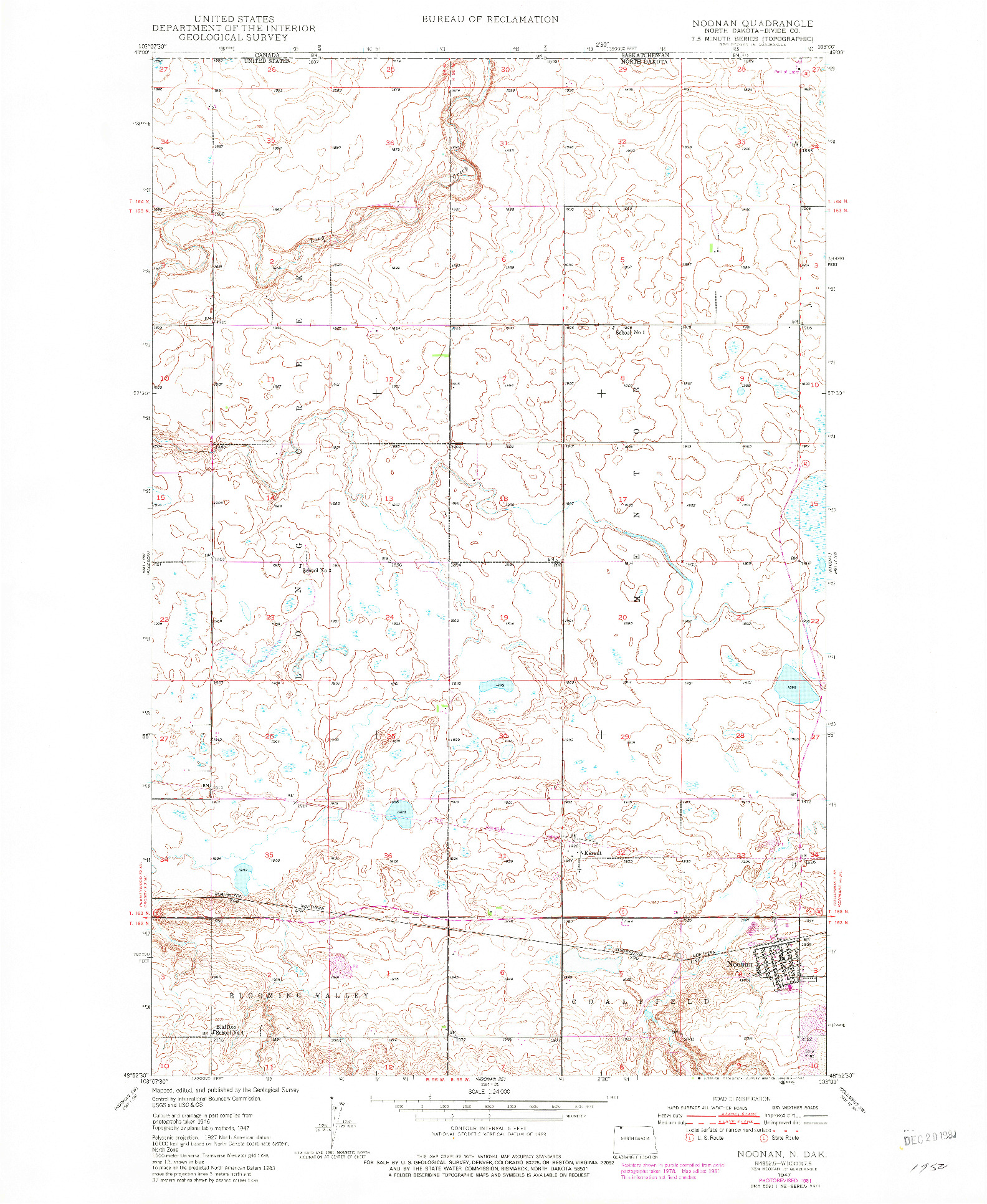 USGS 1:24000-SCALE QUADRANGLE FOR NOONAN, ND 1947