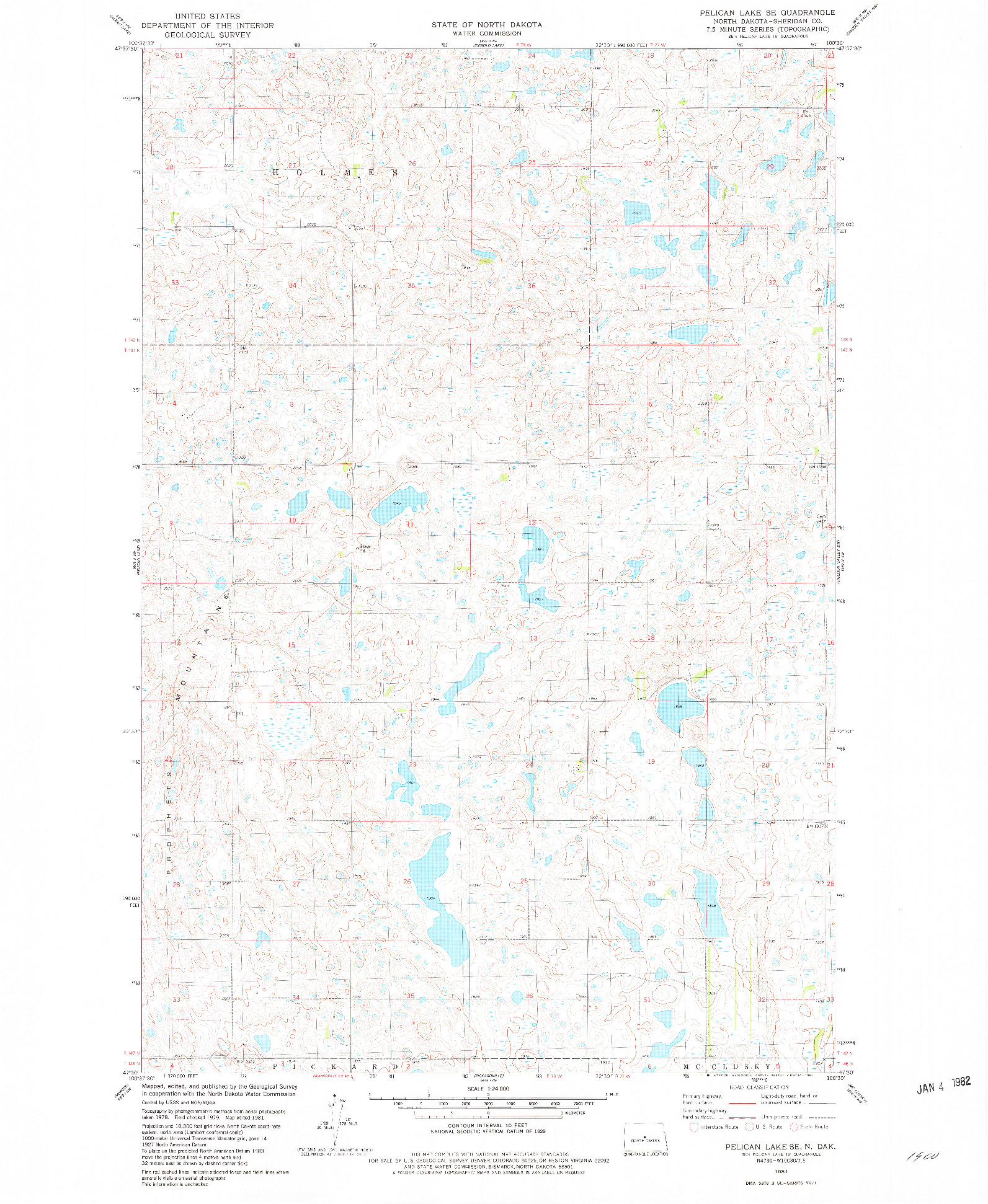 USGS 1:24000-SCALE QUADRANGLE FOR PELICAN LAKE SE, ND 1981