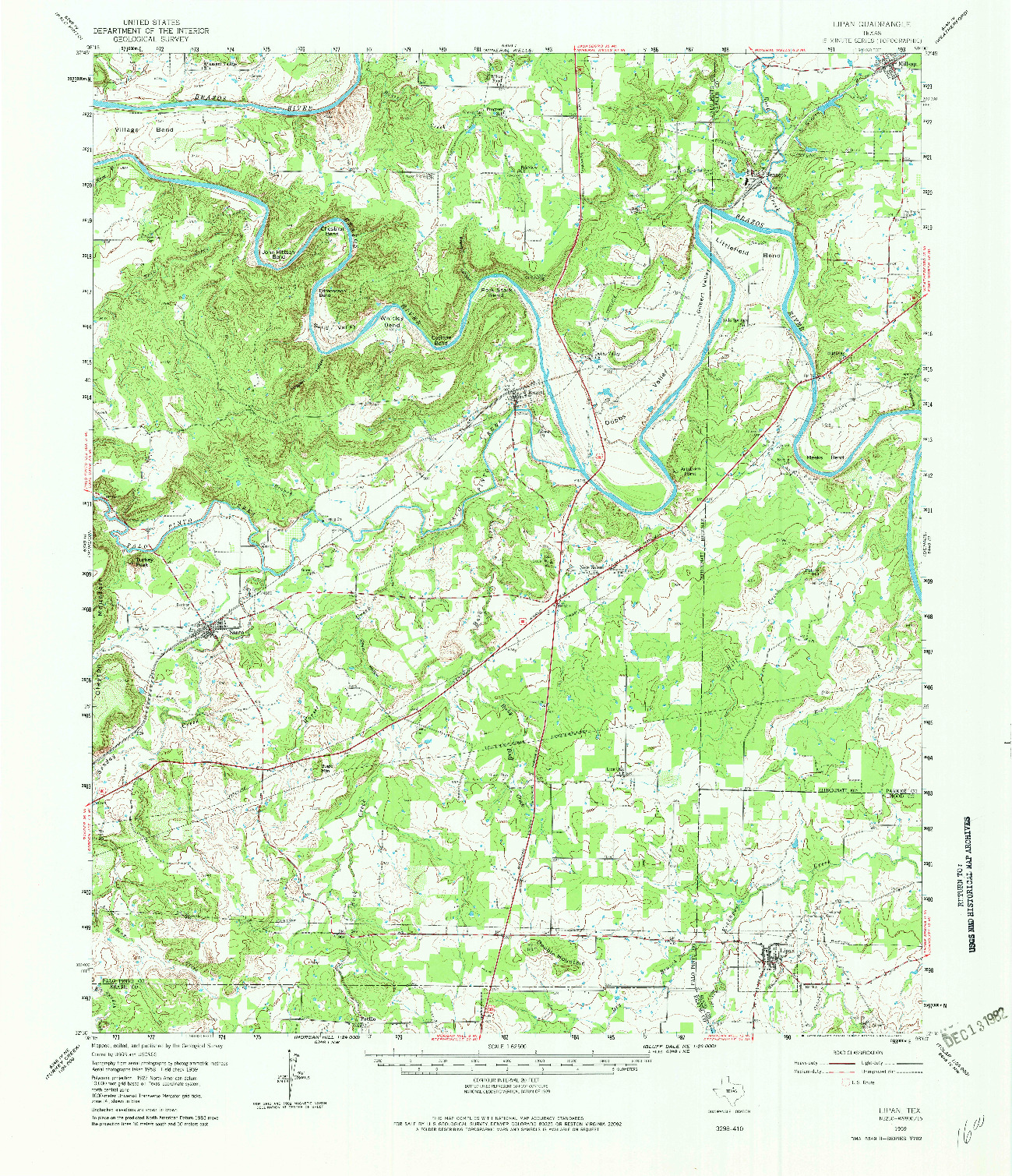 USGS 1:62500-SCALE QUADRANGLE FOR LIPAN, TX 1959