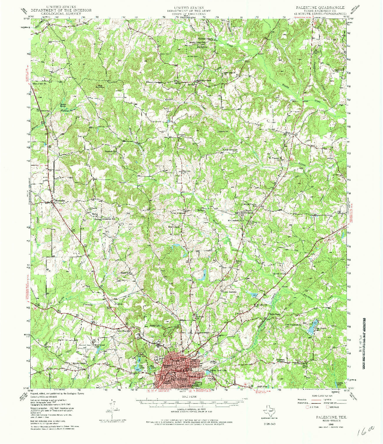 USGS 1:62500-SCALE QUADRANGLE FOR PALESTINE, TX 1949