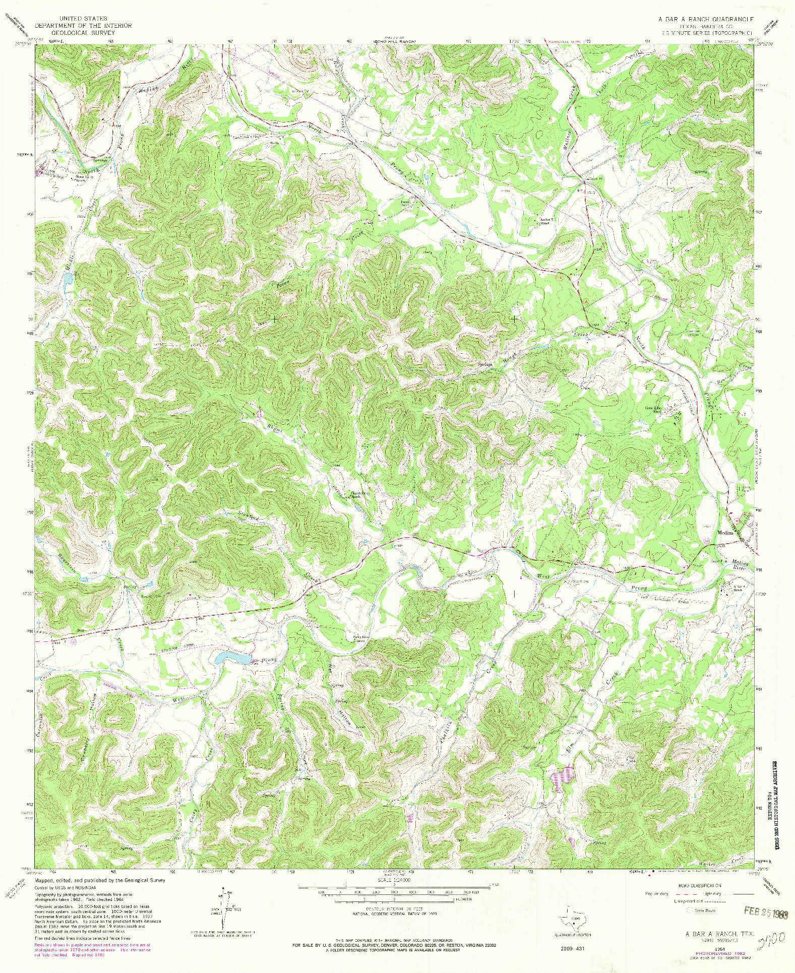 USGS 1:24000-SCALE QUADRANGLE FOR A BAR A RANCH, TX 1964