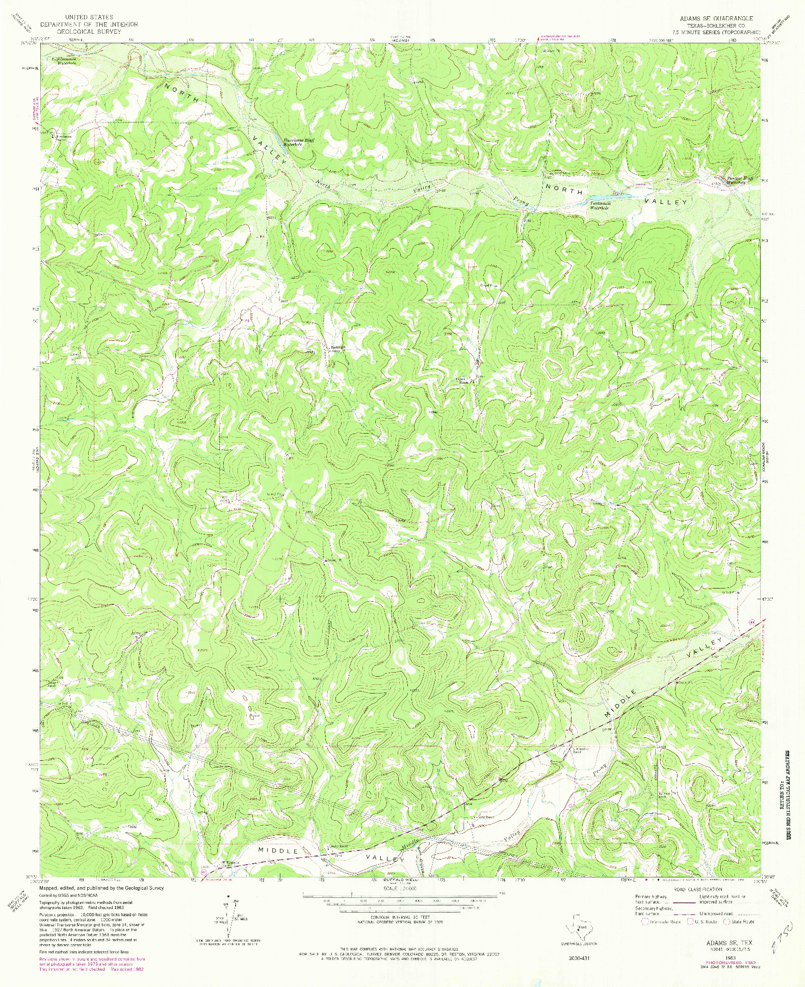 USGS 1:24000-SCALE QUADRANGLE FOR ADAMS SE, TX 1963