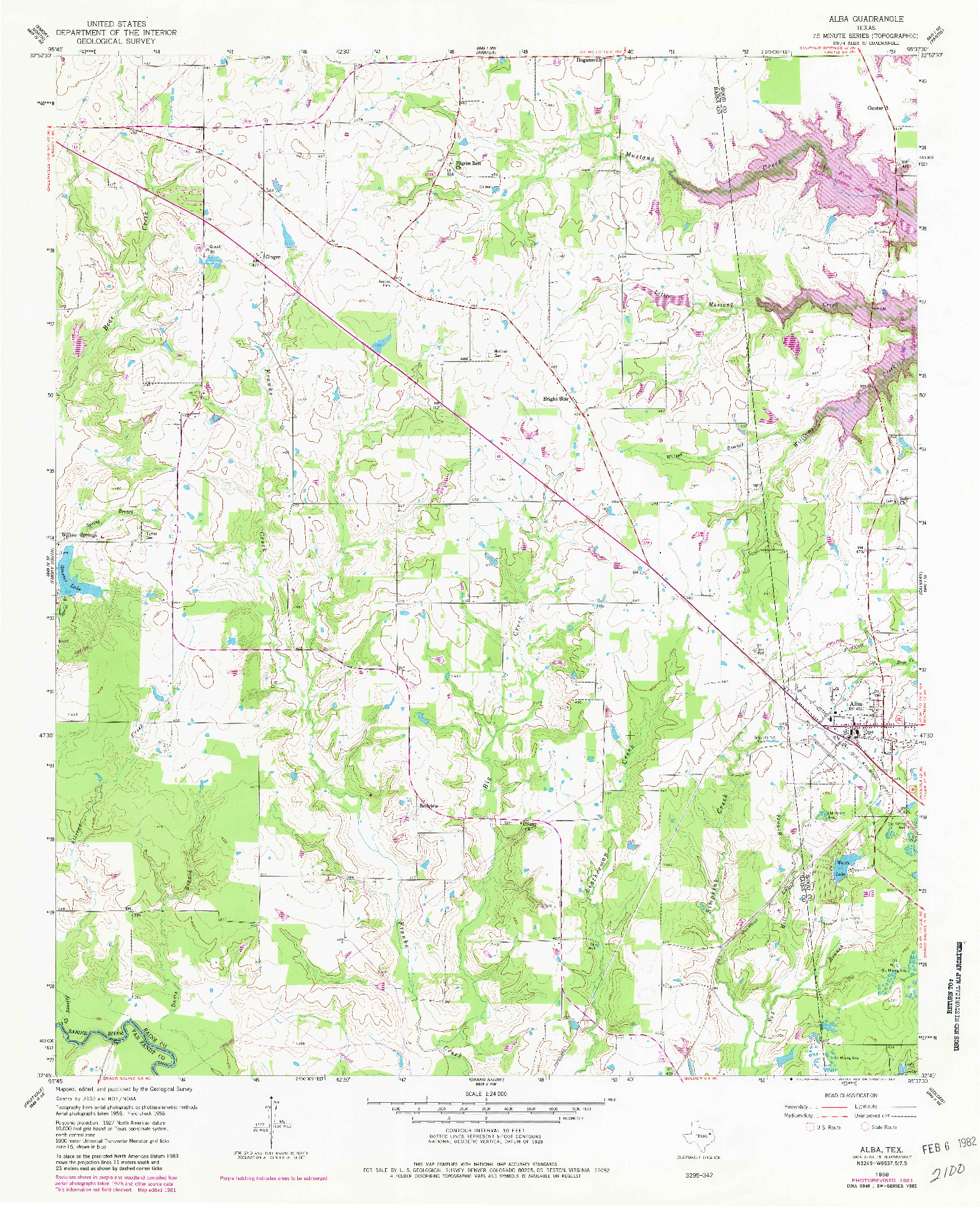 USGS 1:24000-SCALE QUADRANGLE FOR ALBA, TX 1958