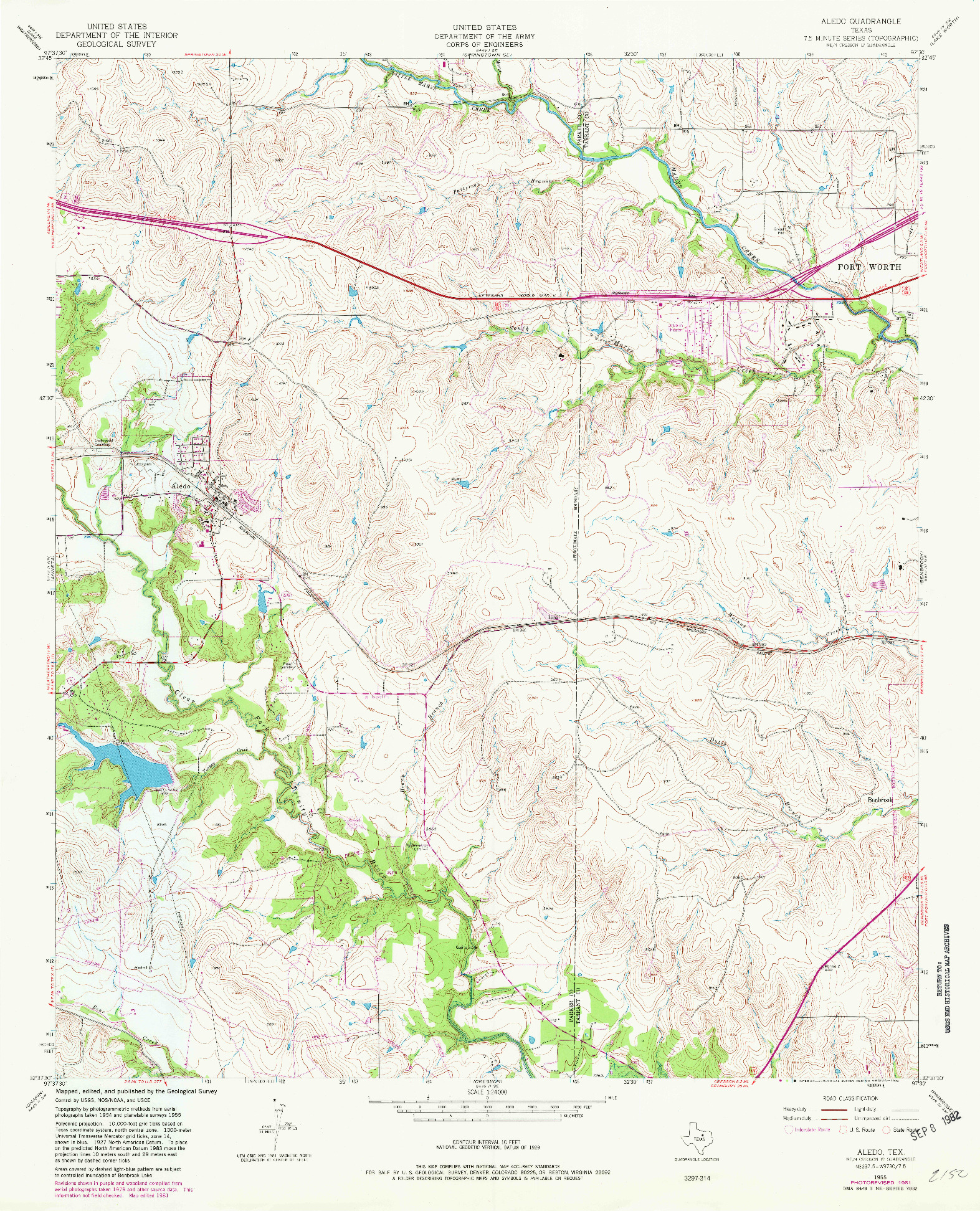 USGS 1:24000-SCALE QUADRANGLE FOR ALEDO, TX 1955