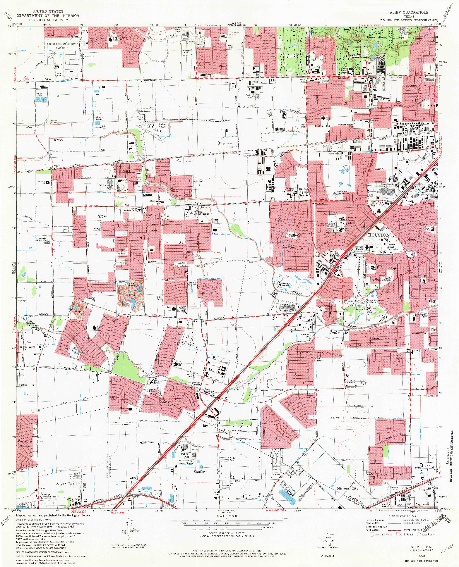 USGS 1:24000-SCALE QUADRANGLE FOR ALIEF, TX 1982