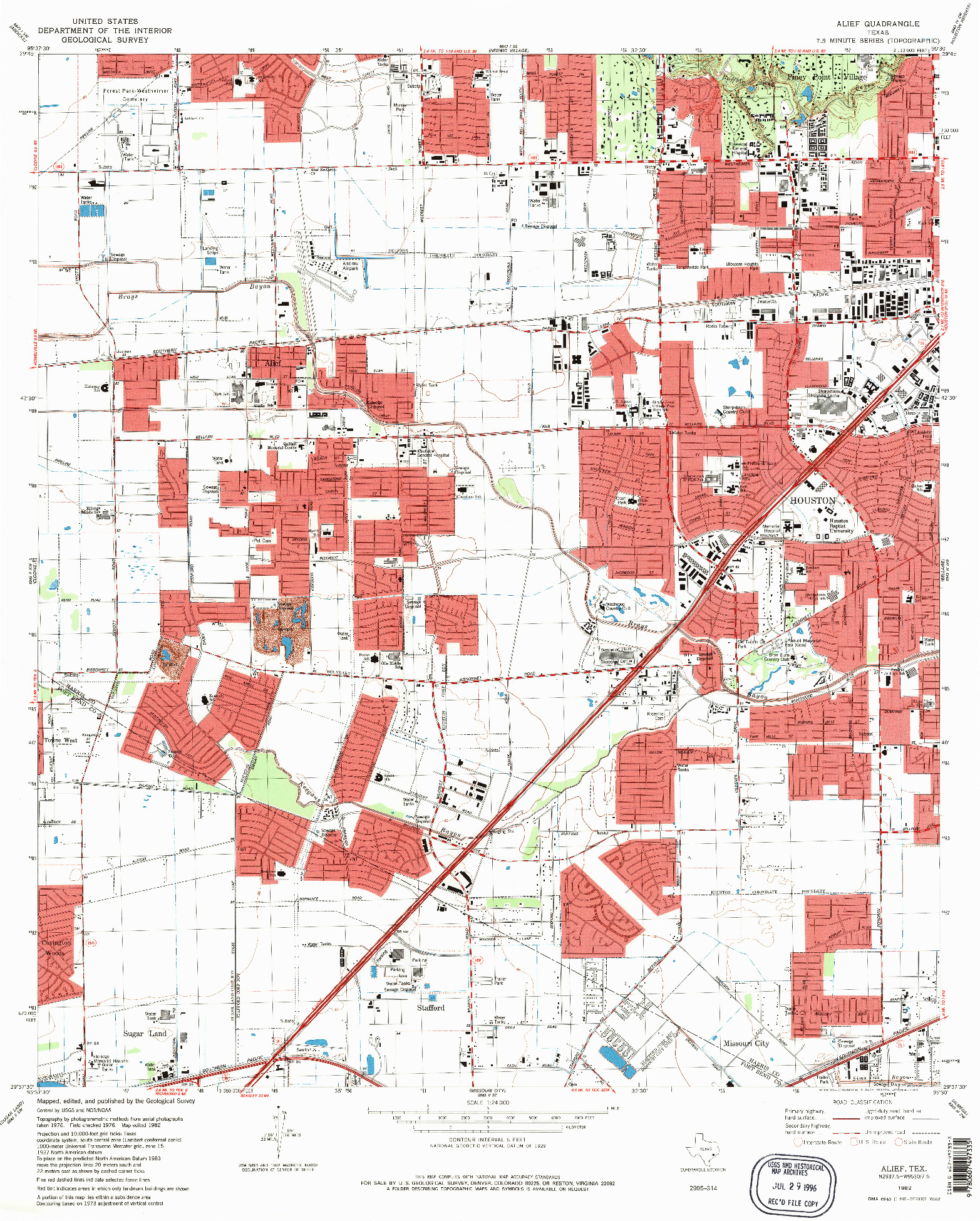 USGS 1:24000-SCALE QUADRANGLE FOR ALIEF, TX 1982