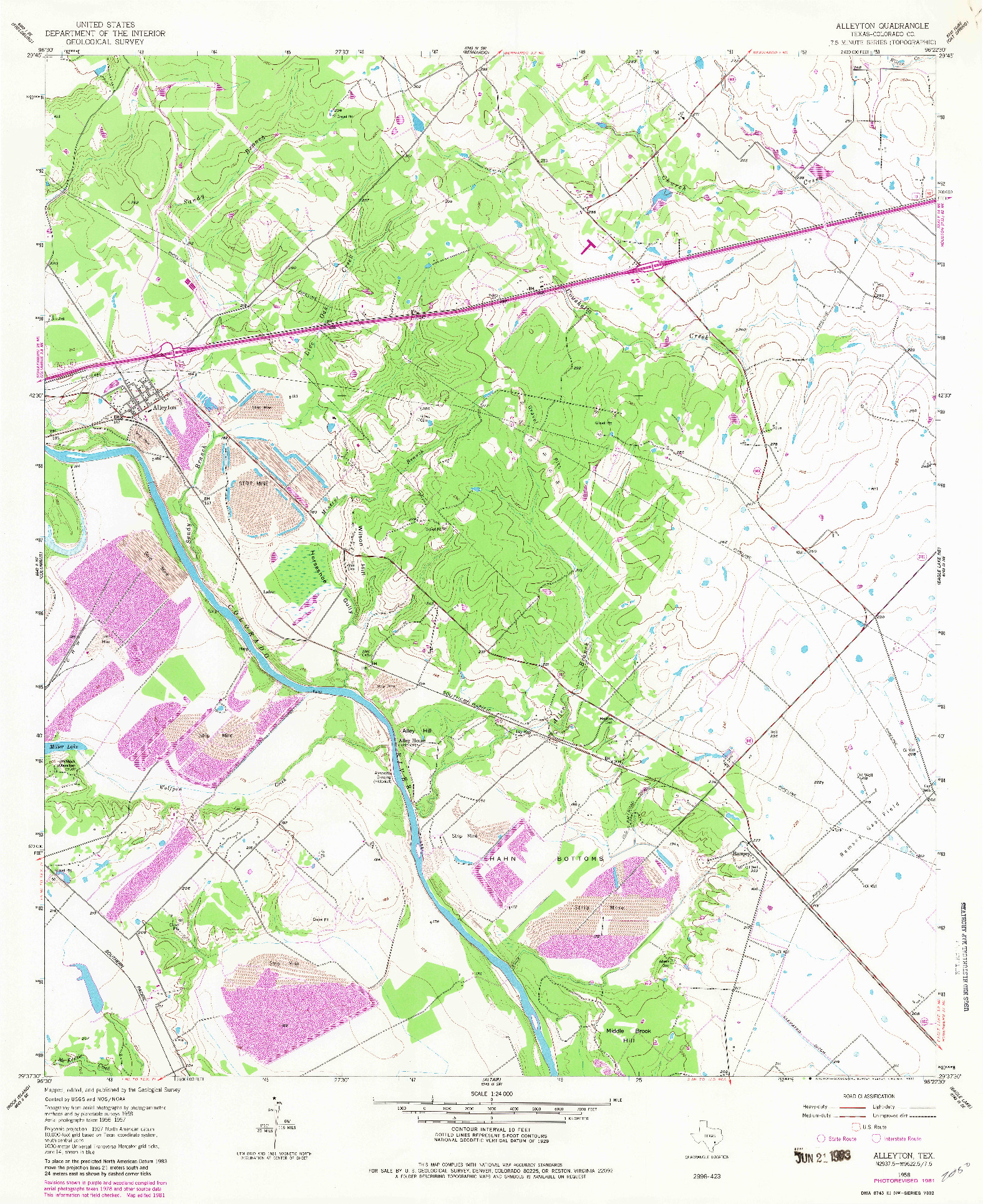 USGS 1:24000-SCALE QUADRANGLE FOR ALLEYTON, TX 1958