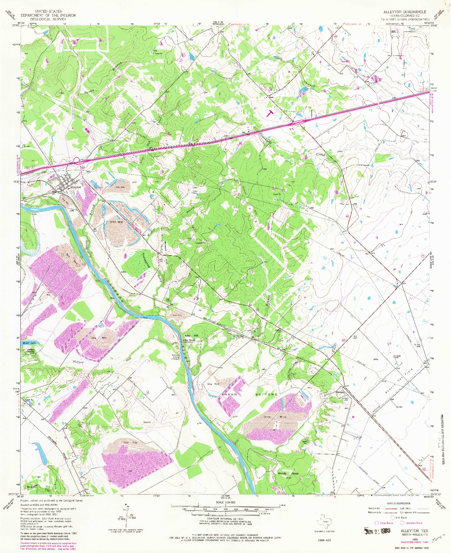 USGS 1:24000-SCALE QUADRANGLE FOR ALLEYTON, TX 1958