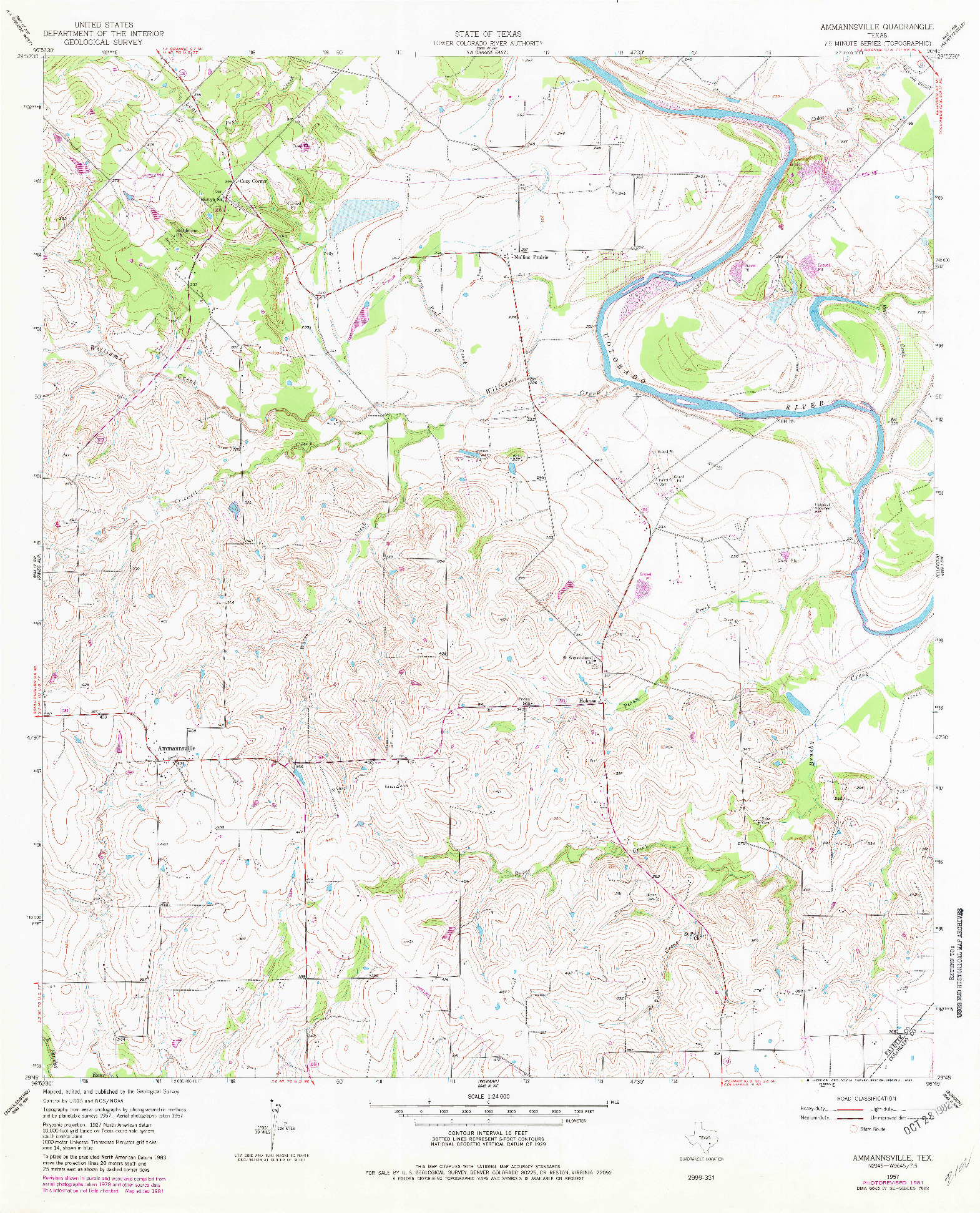 USGS 1:24000-SCALE QUADRANGLE FOR AMMANNSVILLE, TX 1957