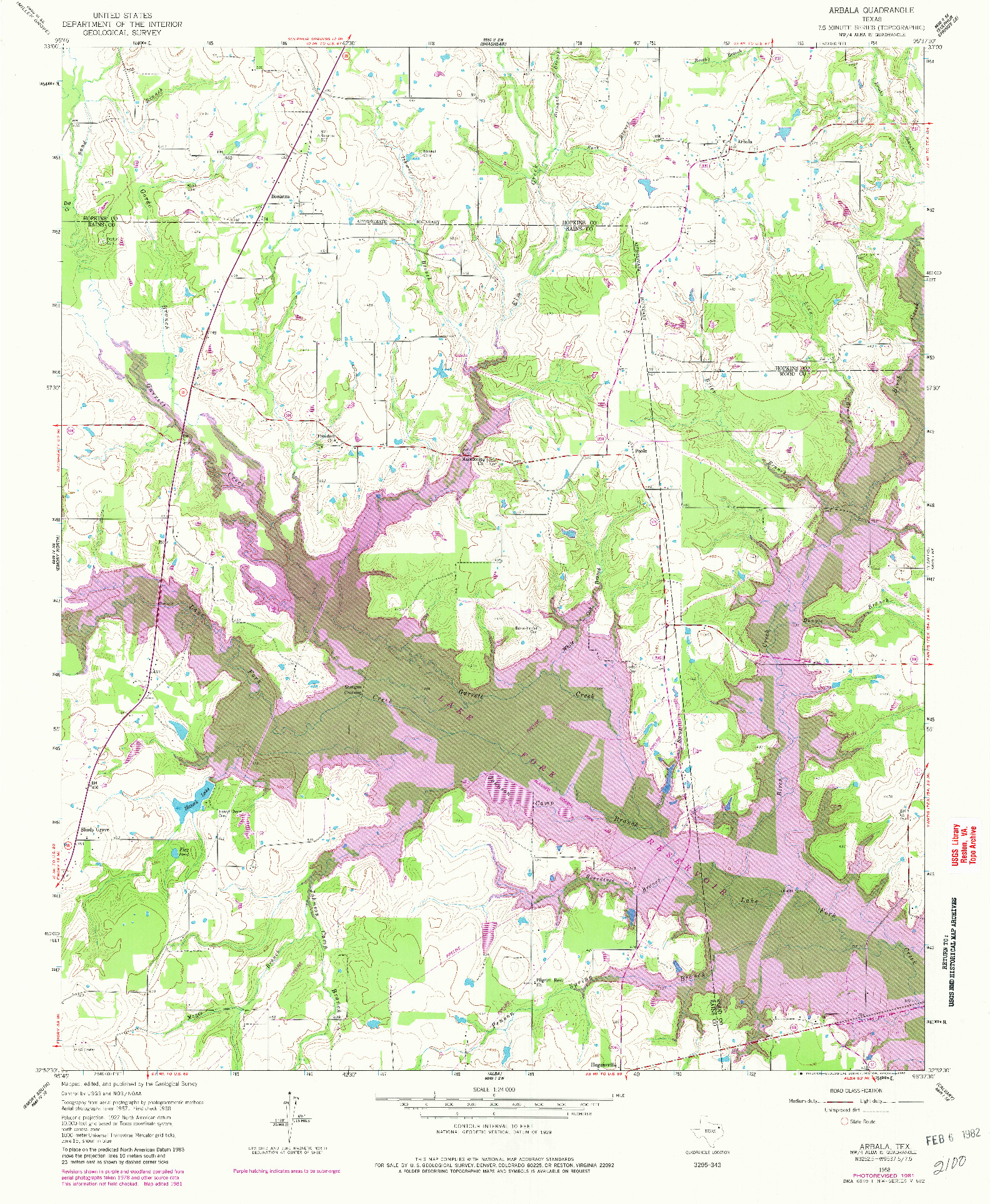 USGS 1:24000-SCALE QUADRANGLE FOR ARBALA, TX 1958