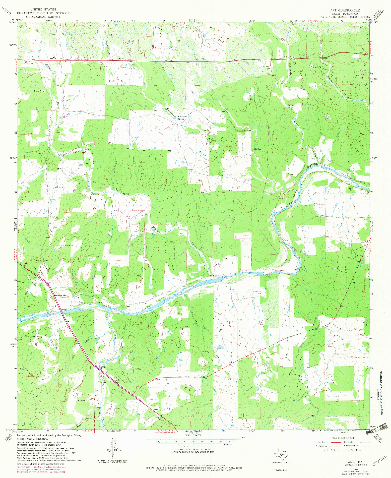 USGS 1:24000-SCALE QUADRANGLE FOR ART, TX 1967