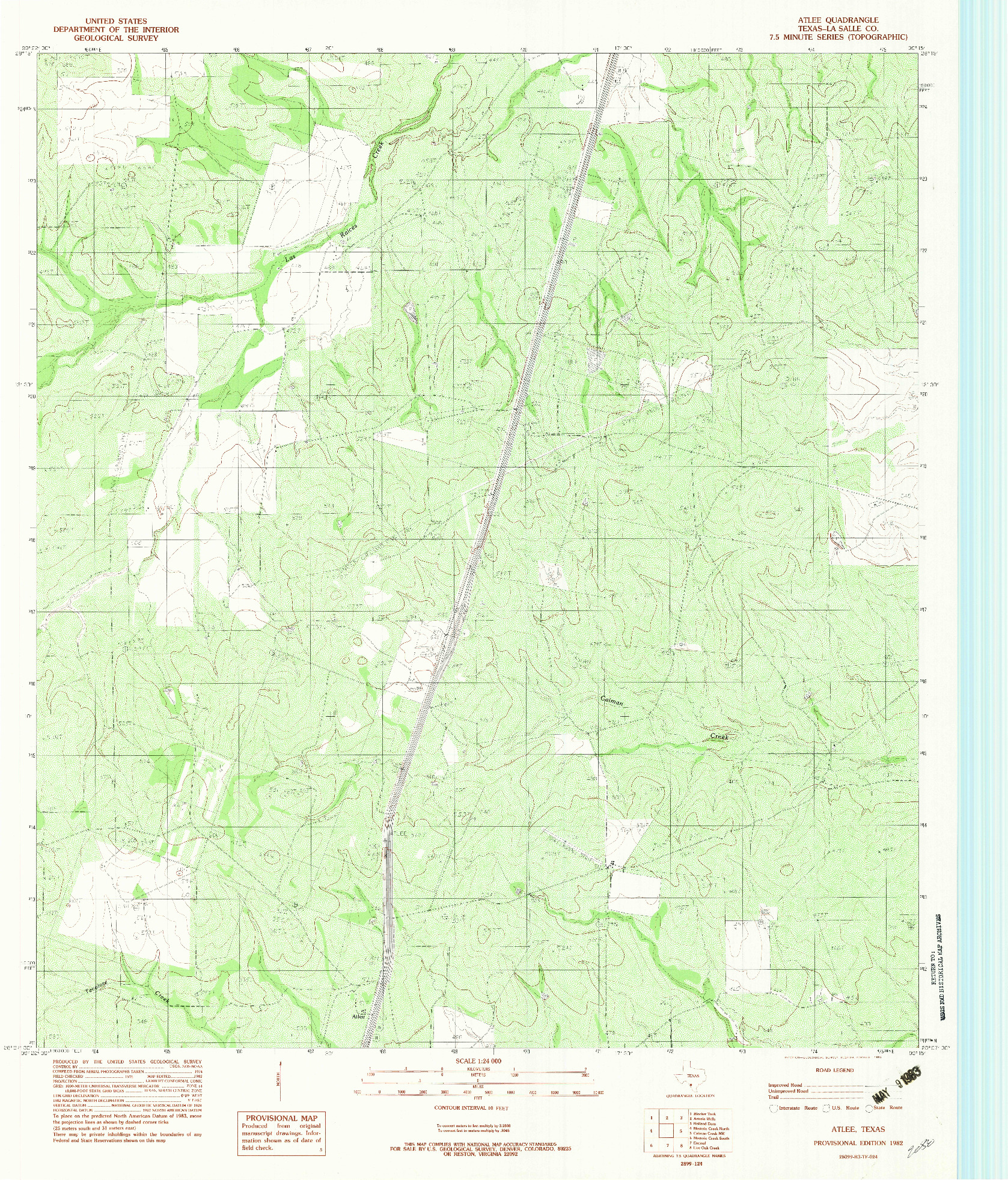 USGS 1:24000-SCALE QUADRANGLE FOR ATLEE, TX 1982