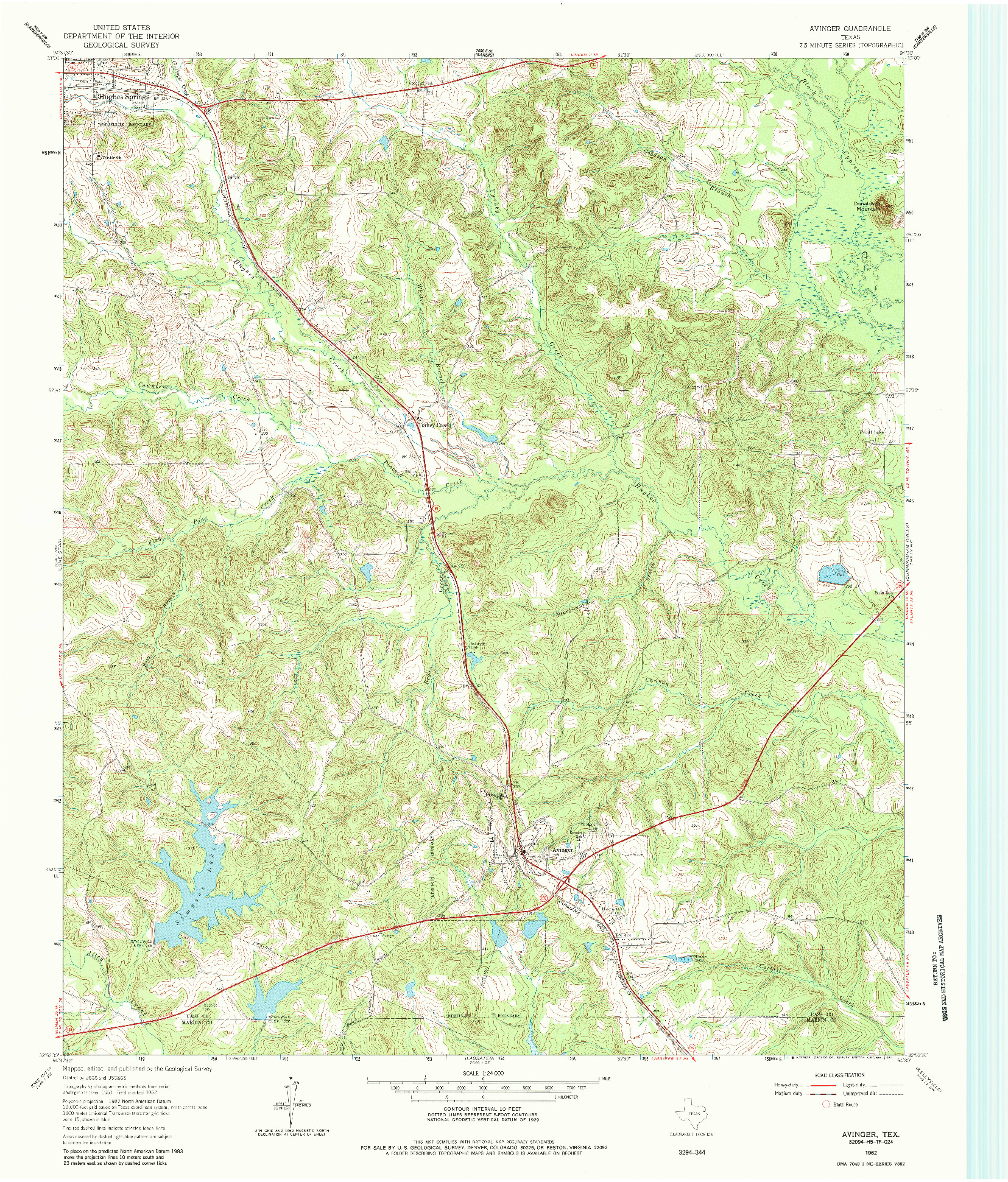 USGS 1:24000-SCALE QUADRANGLE FOR AVINGER, TX 1962