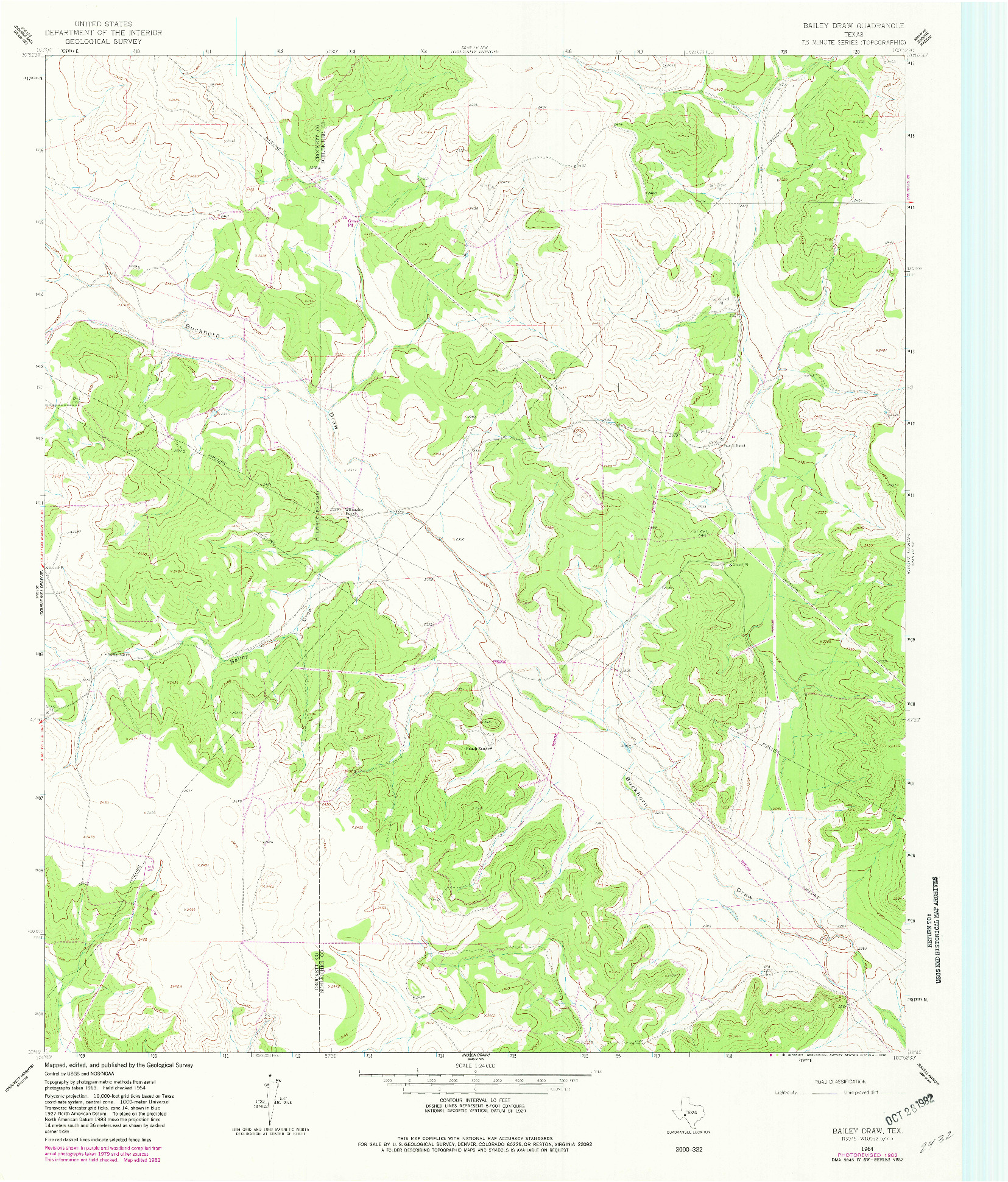 USGS 1:24000-SCALE QUADRANGLE FOR BAILEY DRAW, TX 1964