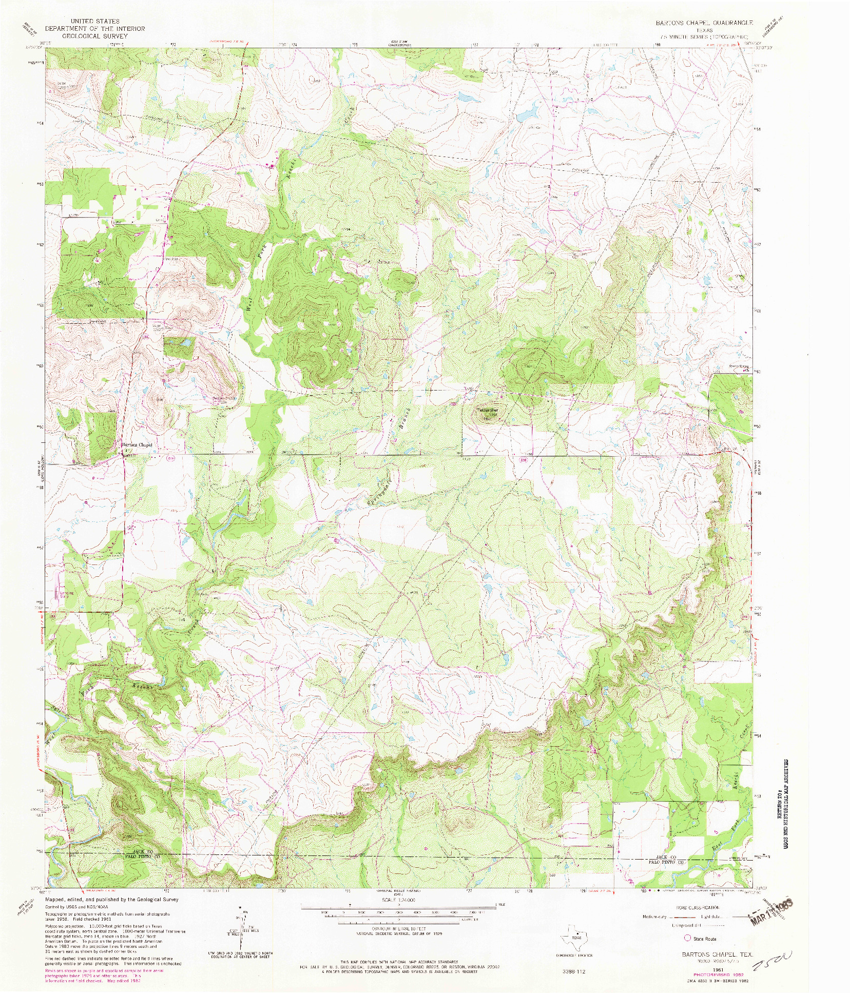 USGS 1:24000-SCALE QUADRANGLE FOR BARTONS CHAPEL, TX 1982