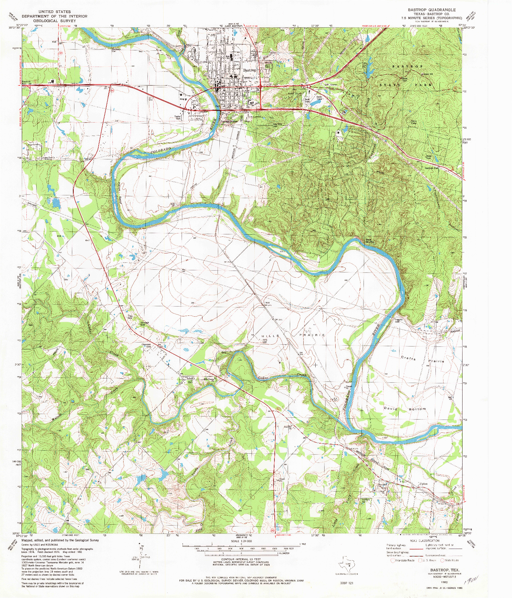 USGS 1:24000-SCALE QUADRANGLE FOR BASTROP, TX 1982