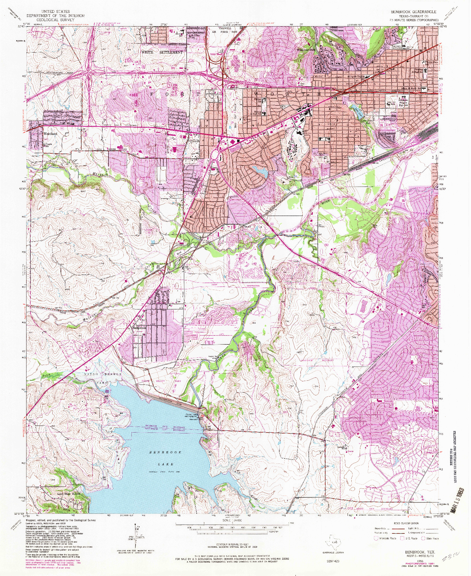 USGS 1:24000-SCALE QUADRANGLE FOR BENBROOK, TX 1955
