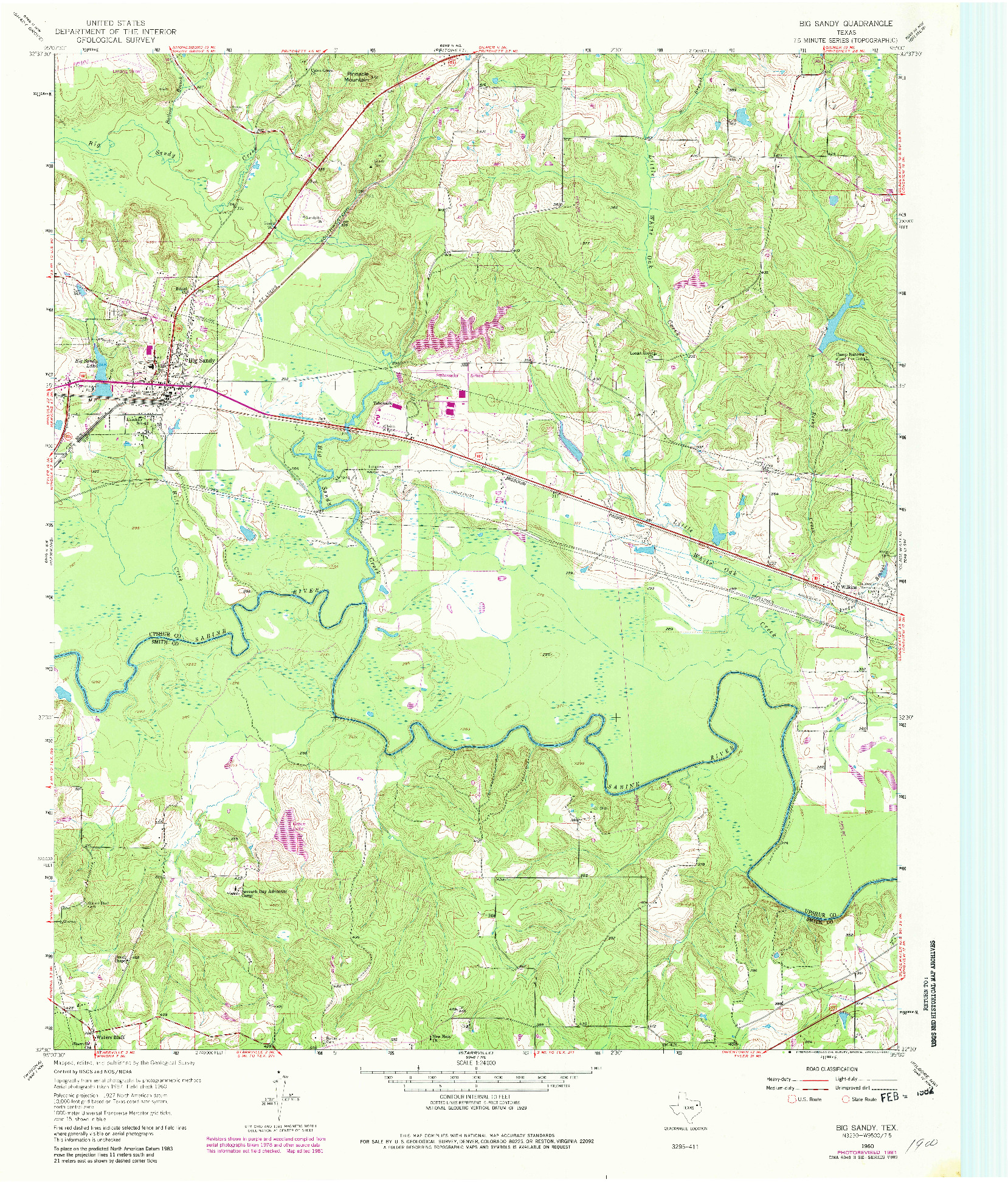 USGS 1:24000-SCALE QUADRANGLE FOR BIG SANDY, TX 1960