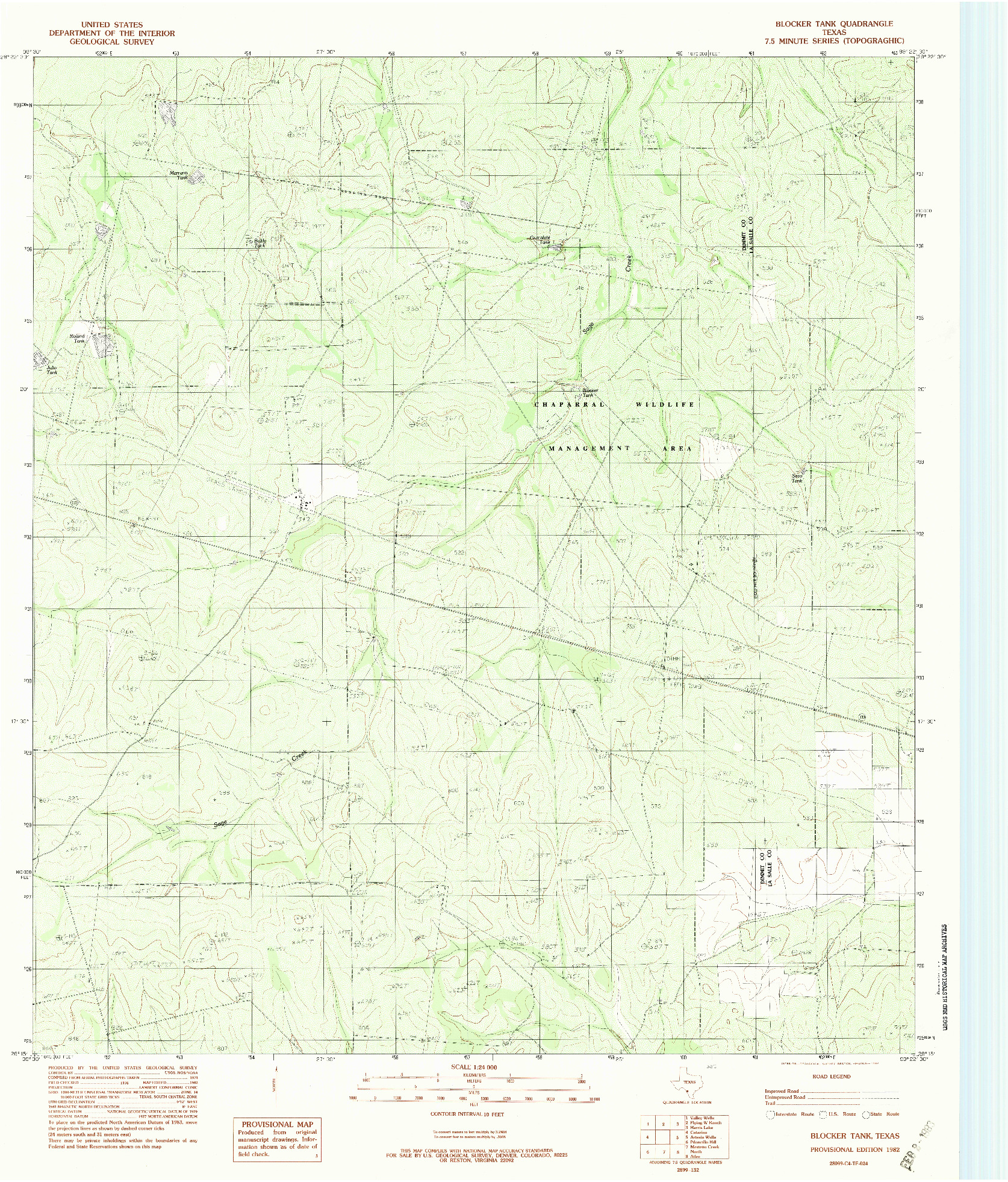 USGS 1:24000-SCALE QUADRANGLE FOR BLOCKER TANK, TX 1982